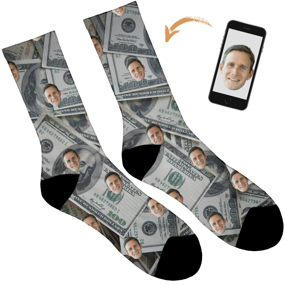 Bank Note Personalised Socks $100 Bill