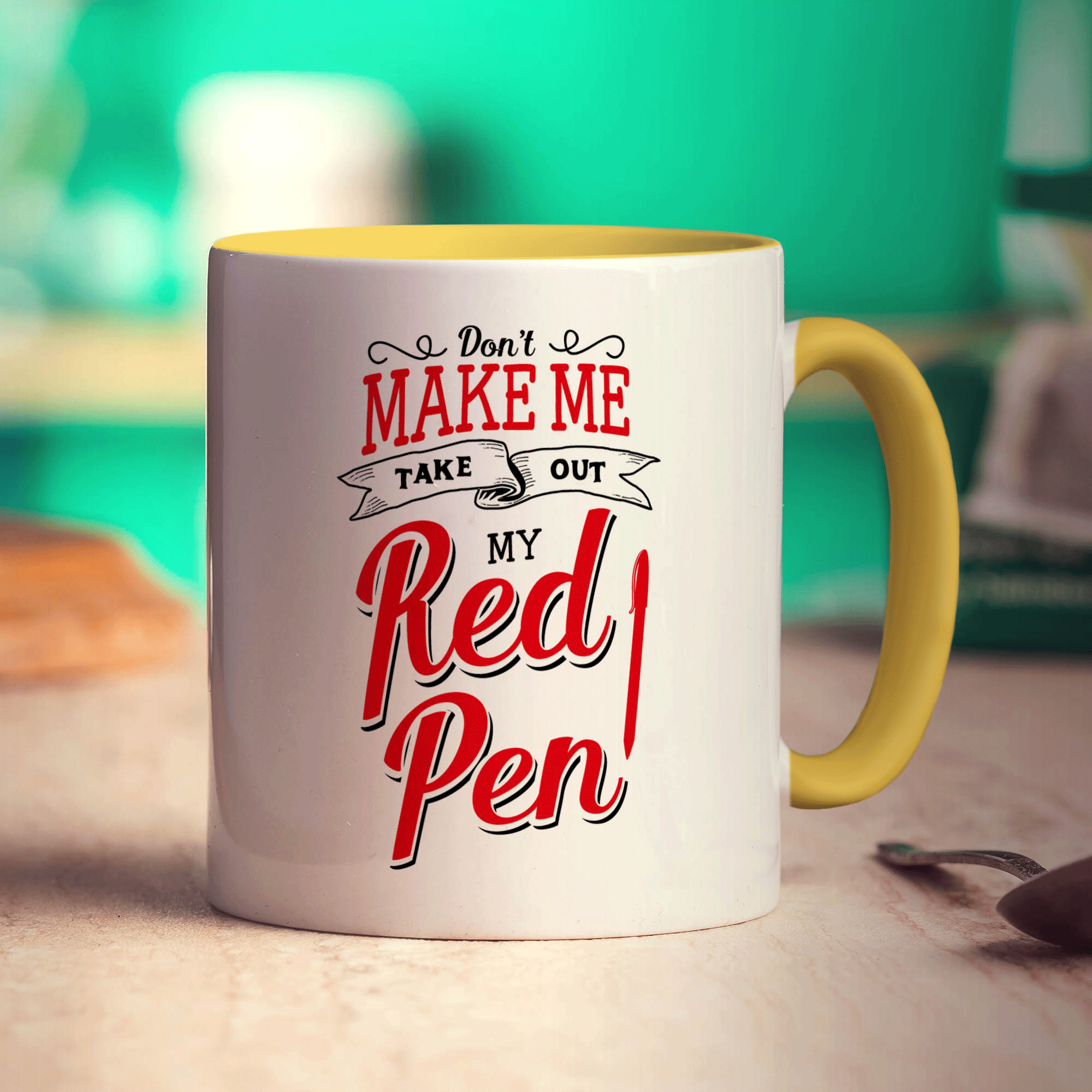 Don't Make Me Take Out My Red Pen Mug - Standard 330ml (11oz) / Yellow