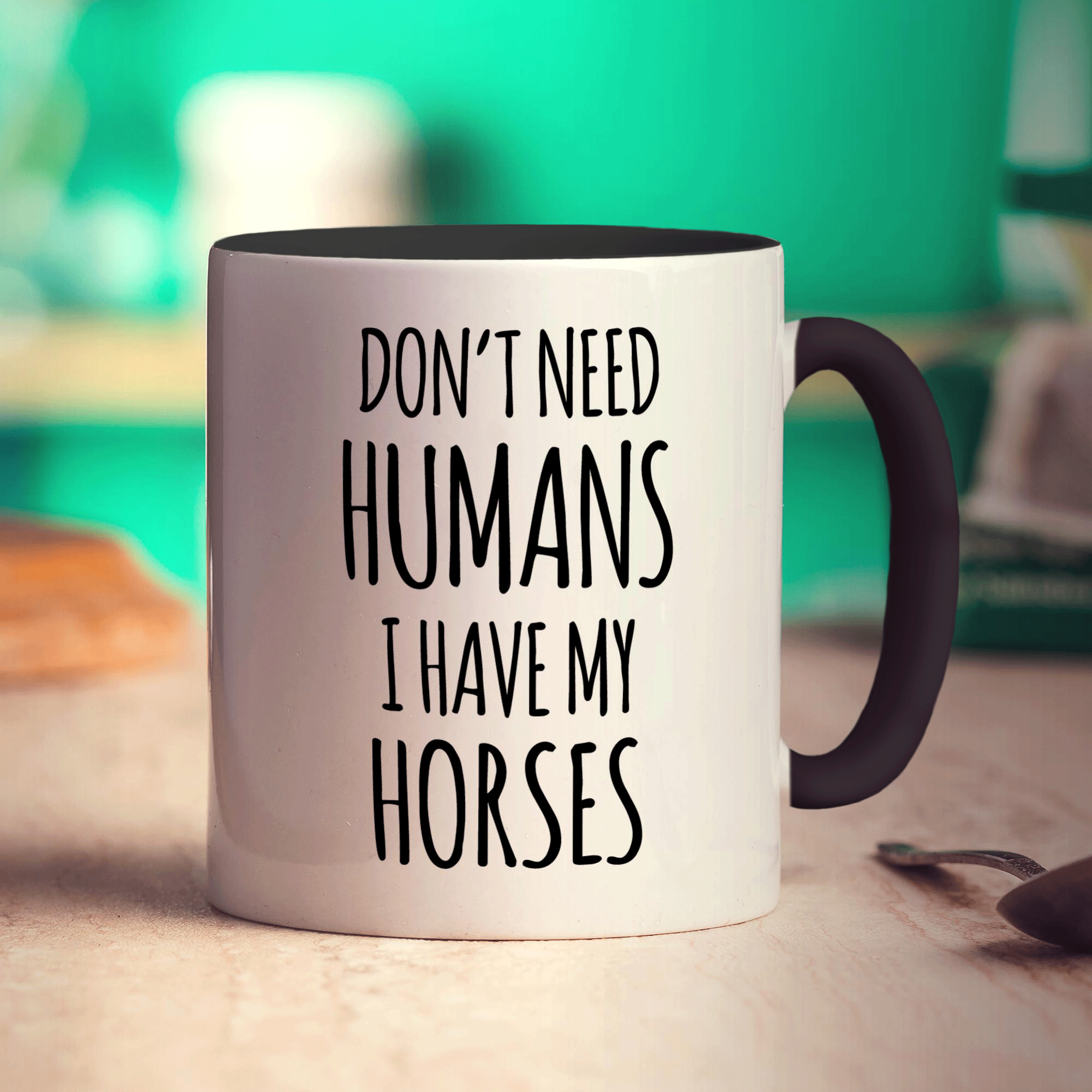 Don't Need Humans. I Have My Horses Mug - Standard 330ml (11oz) / Black