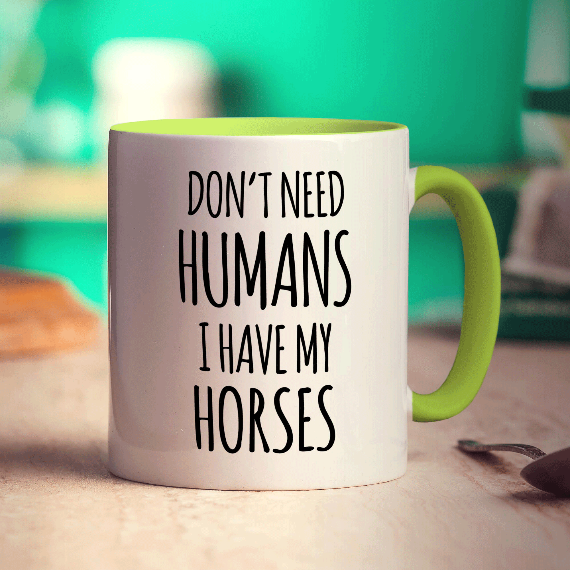 Don't Need Humans. I Have My Horses Mug - Standard 330ml (11oz) / Green