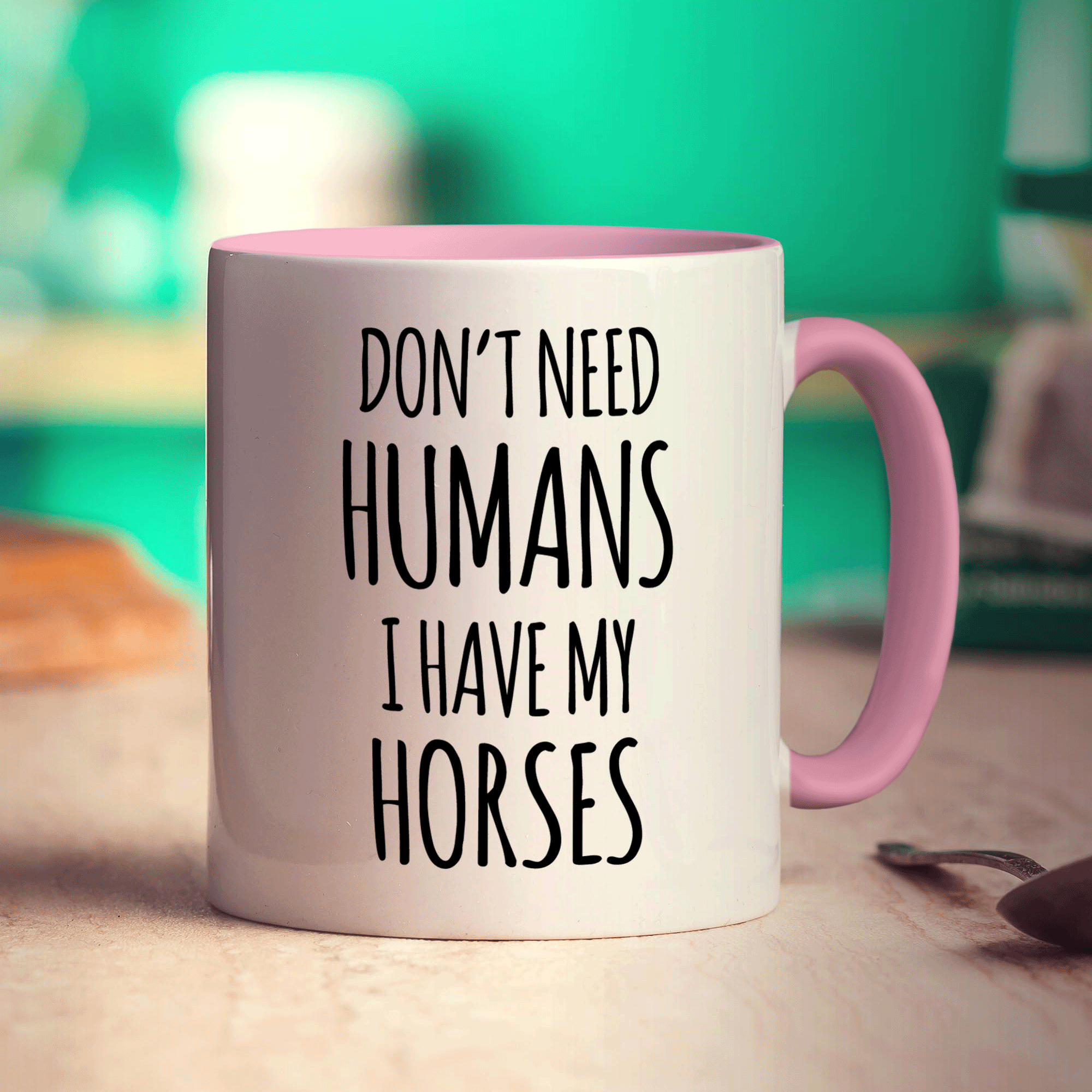 Don't Need Humans. I Have My Horses Mug - Standard 330ml (11oz) / Pink
