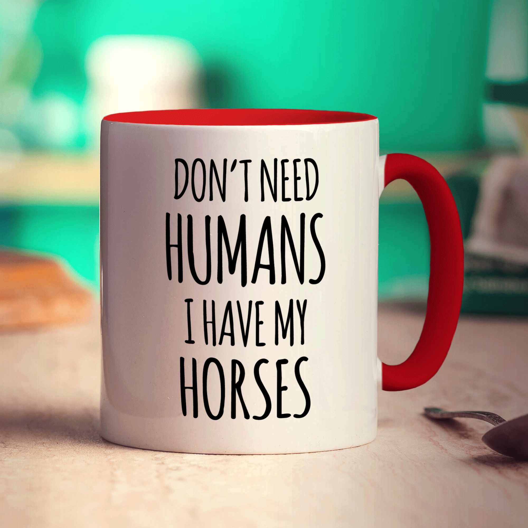 Don't Need Humans. I Have My Horses Mug - Standard 330ml (11oz) / Red