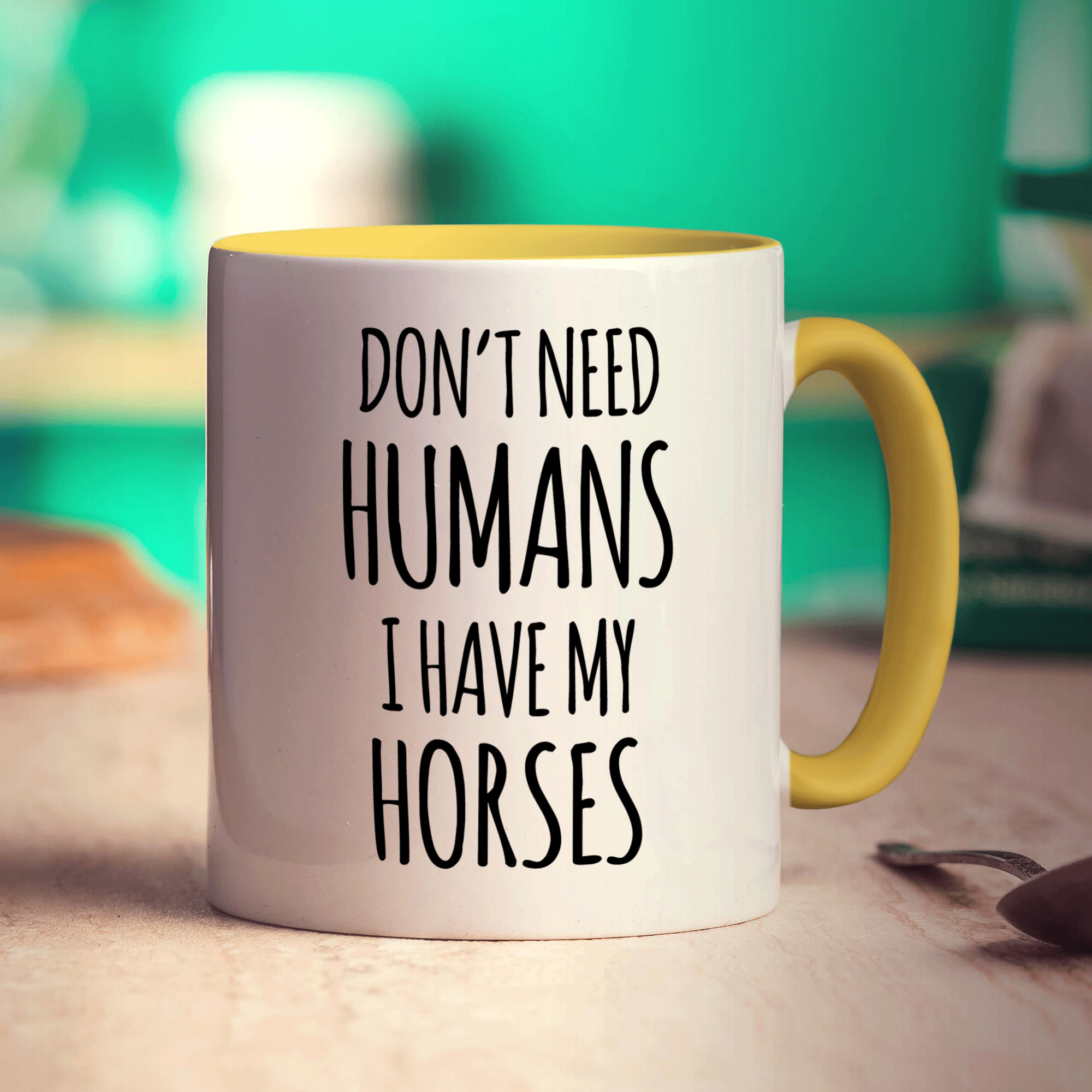 Don't Need Humans. I Have My Horses Mug - Standard 330ml (11oz) / Yellow
