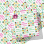 Doughnut Happy Birthday Name Wrapping Paper