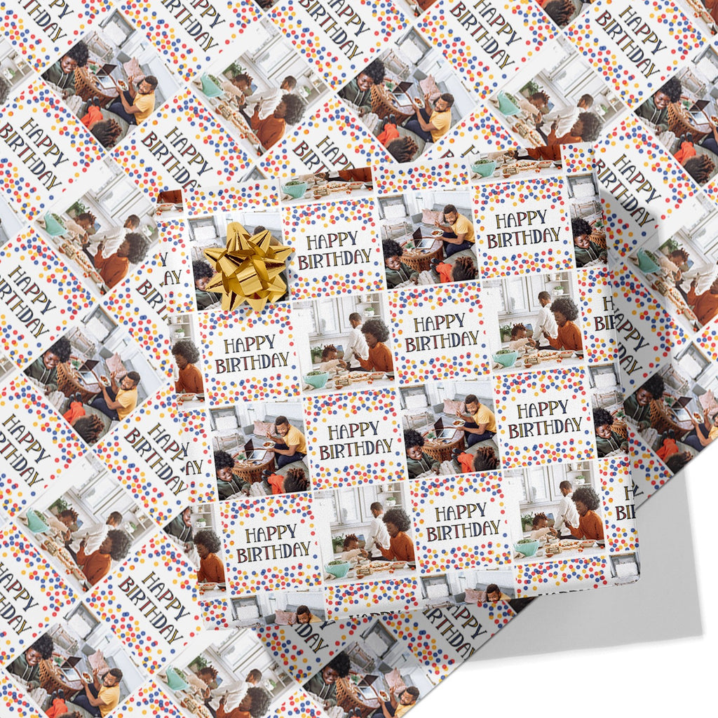 Dotty Birthday Photo Wrapping Paper