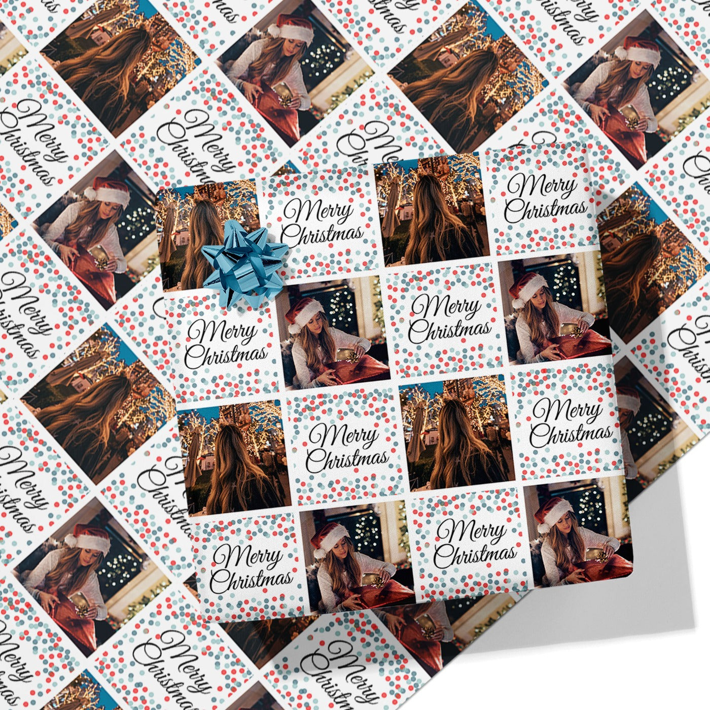 Dotty Christmas Photo Wrapping Paper