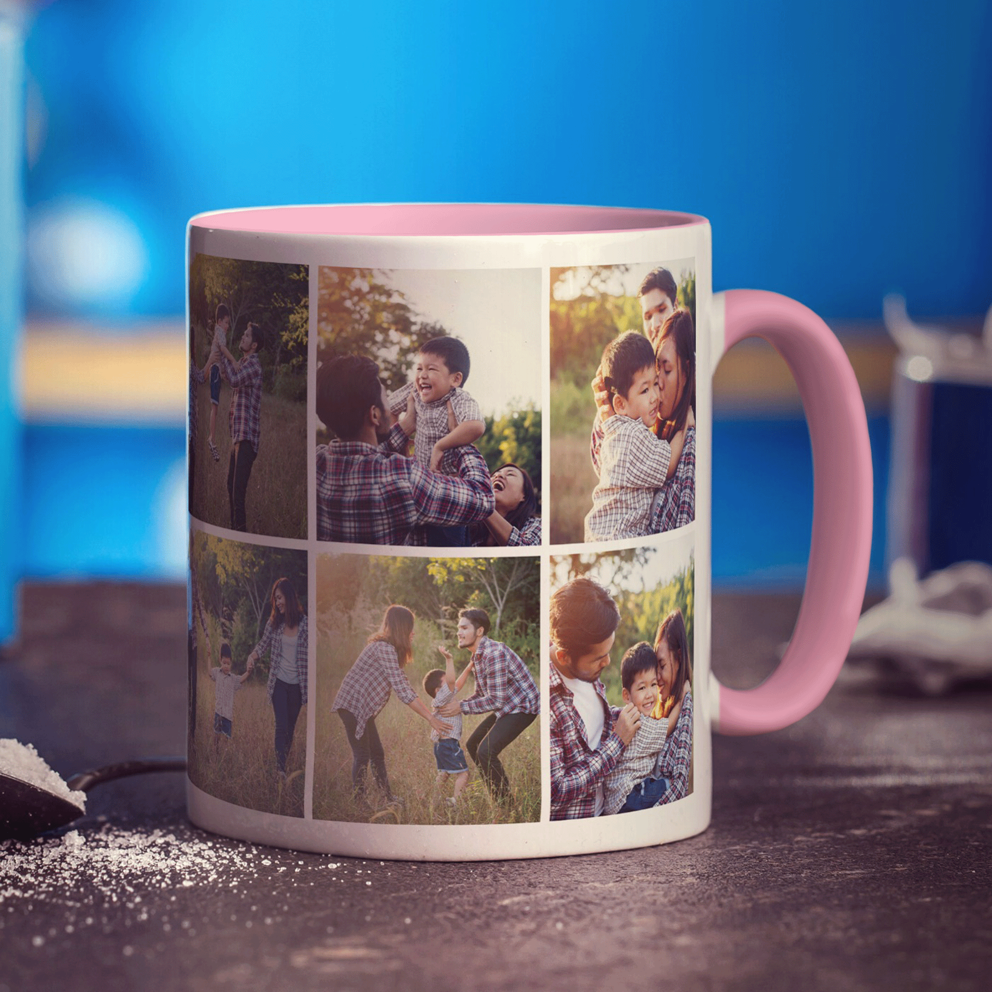 Double Sided 6 Photo Grid Collage Mug