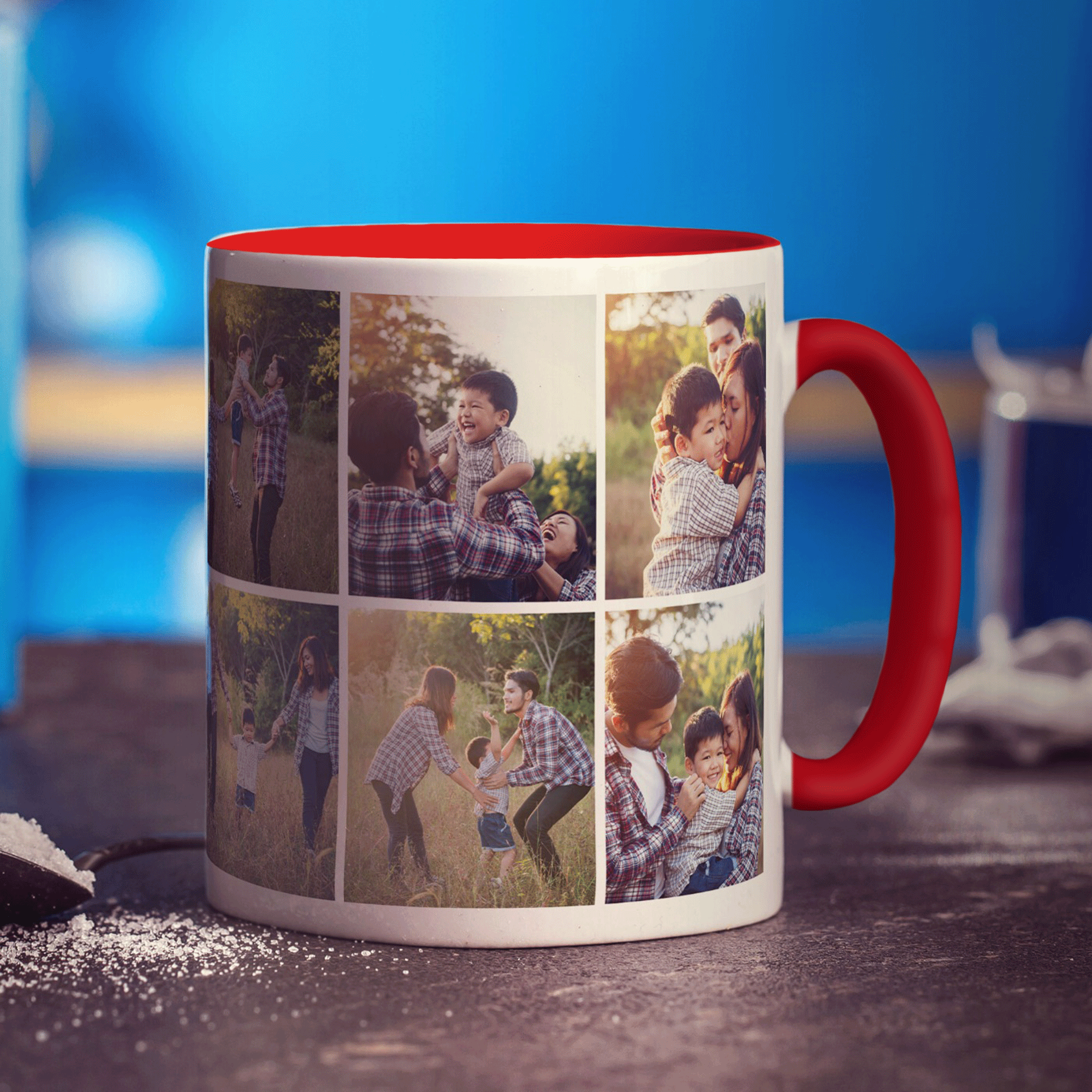 Double Sided 6 Photo Grid Collage Mug