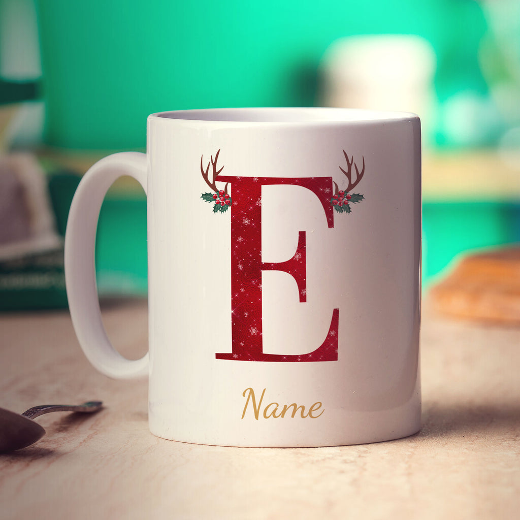 Personalised Festive Initial Mug with Name