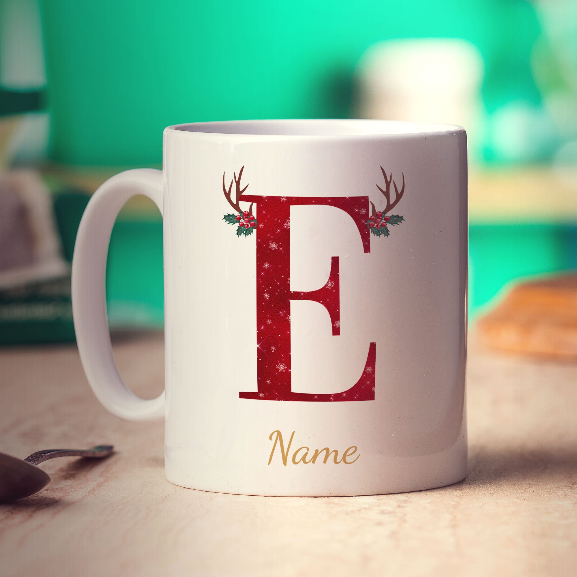 Personalised Festive Initial Mug with Name