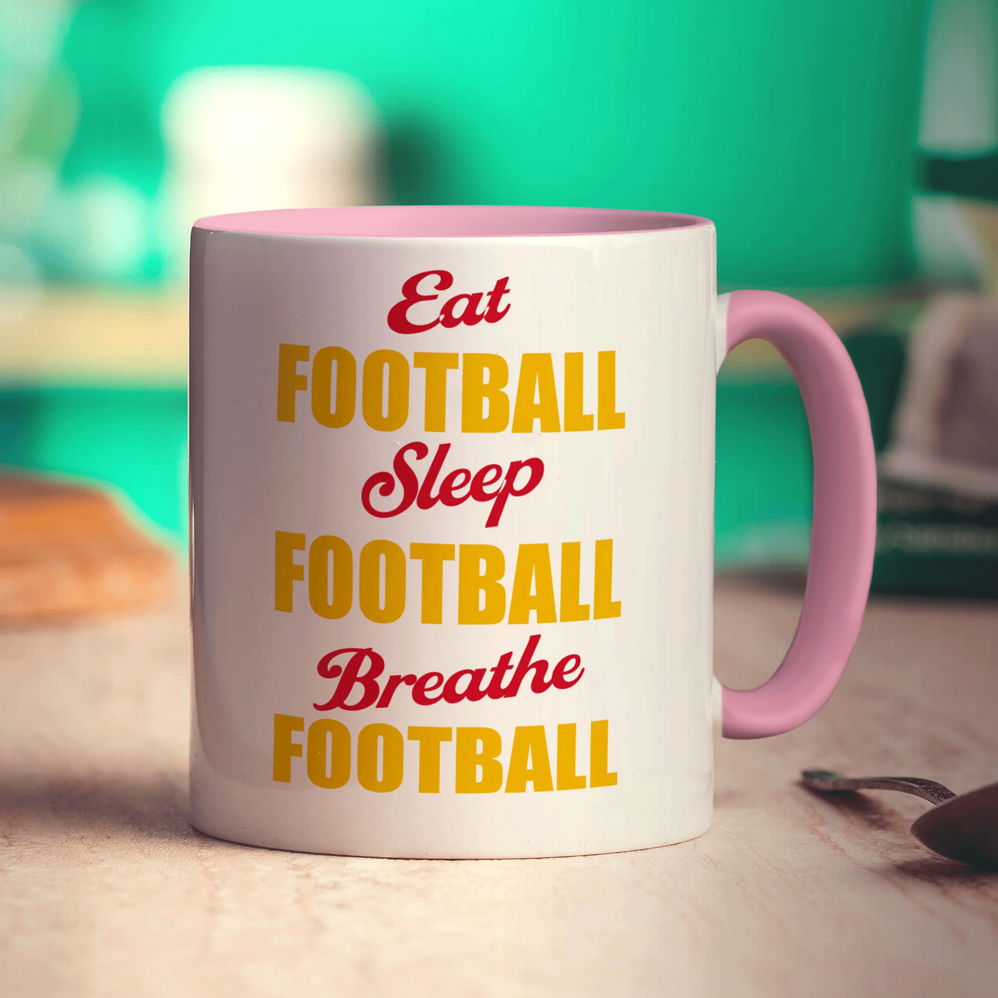 Eat Football, Sleep Football, Breathe Football Mug - Standard 330ml (11oz) / Pink