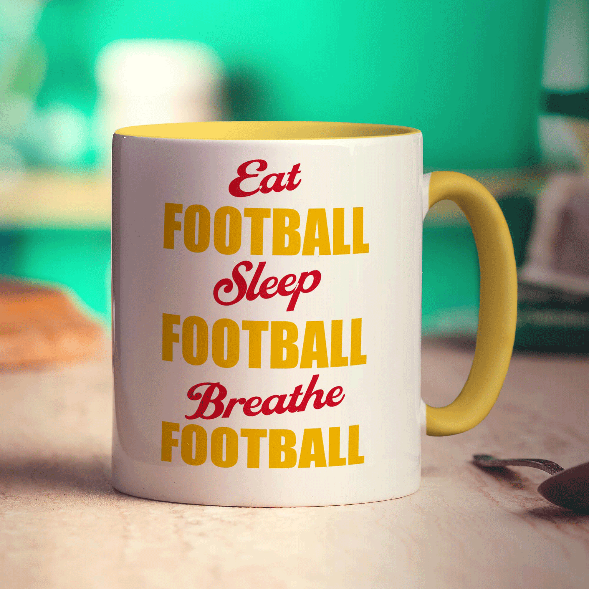 Eat Football, Sleep Football, Breathe Football Mug - Standard 330ml (11oz) / Yellow