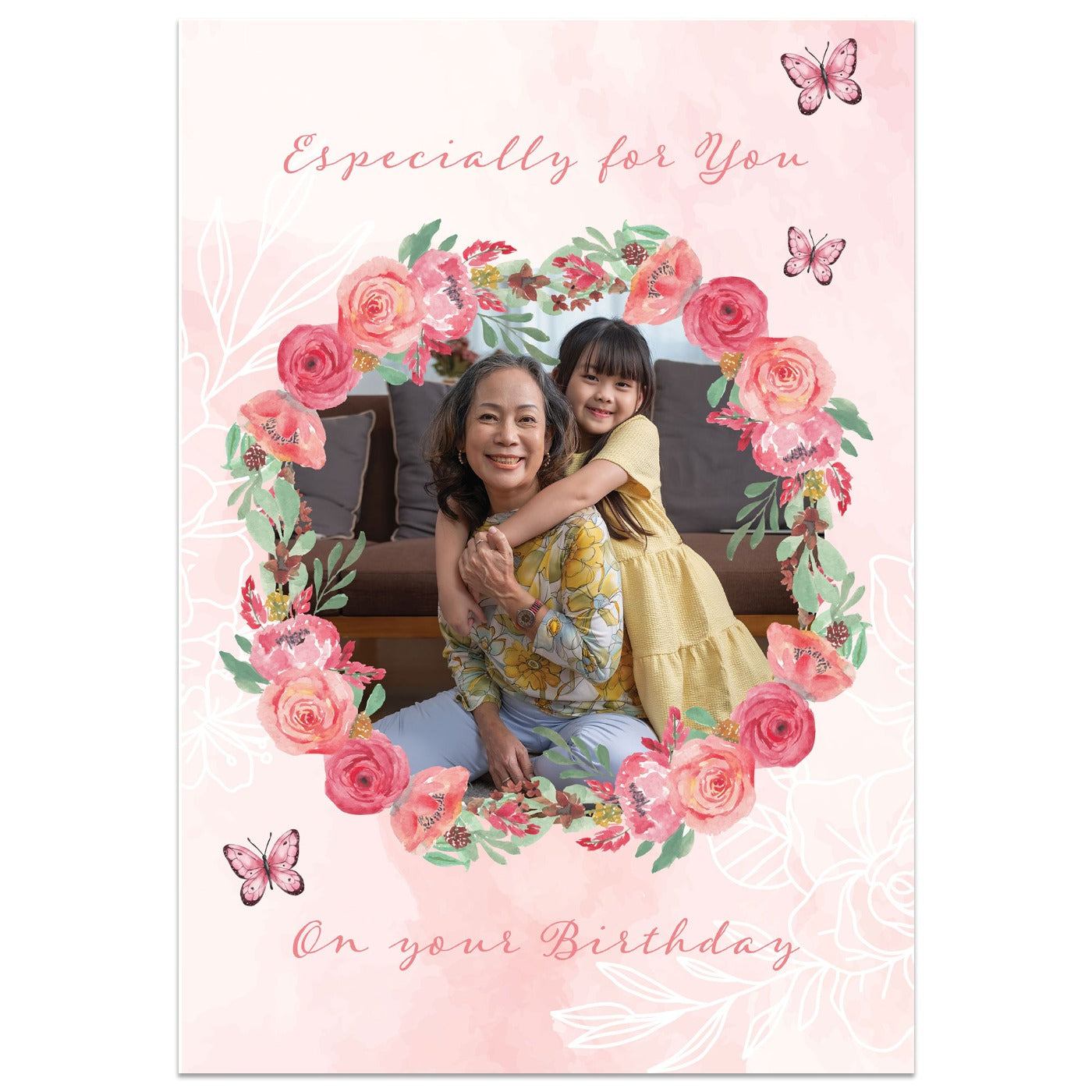 Especially for You on Your Birthday Photo Wreath Card
