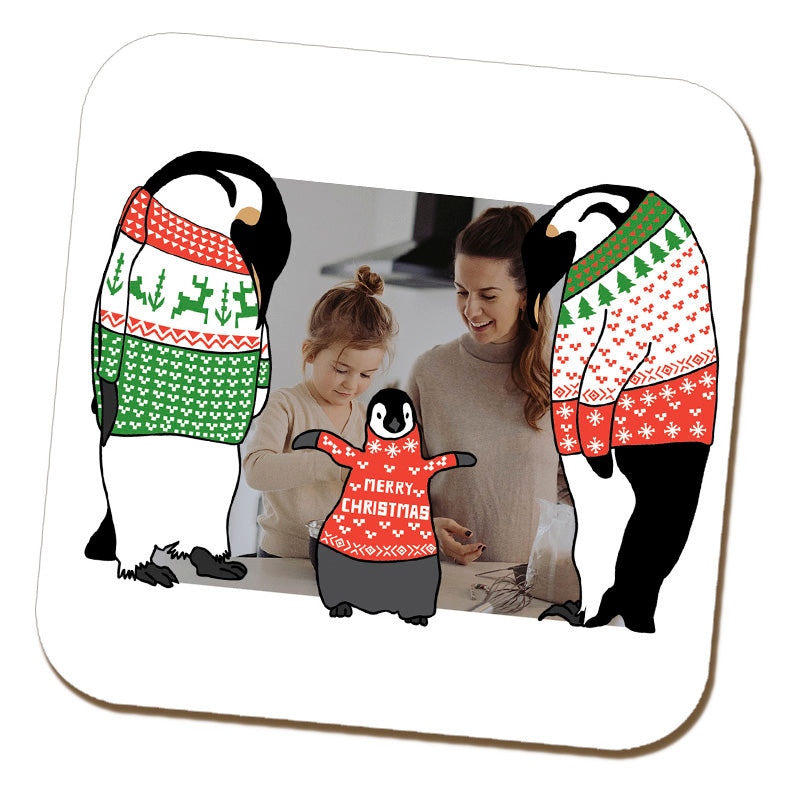 Family Penguin Photo Coaster