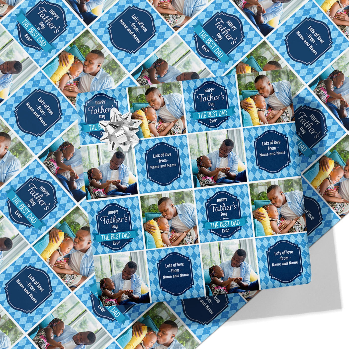 Father's Day Photo Grid Wrapping Paper
