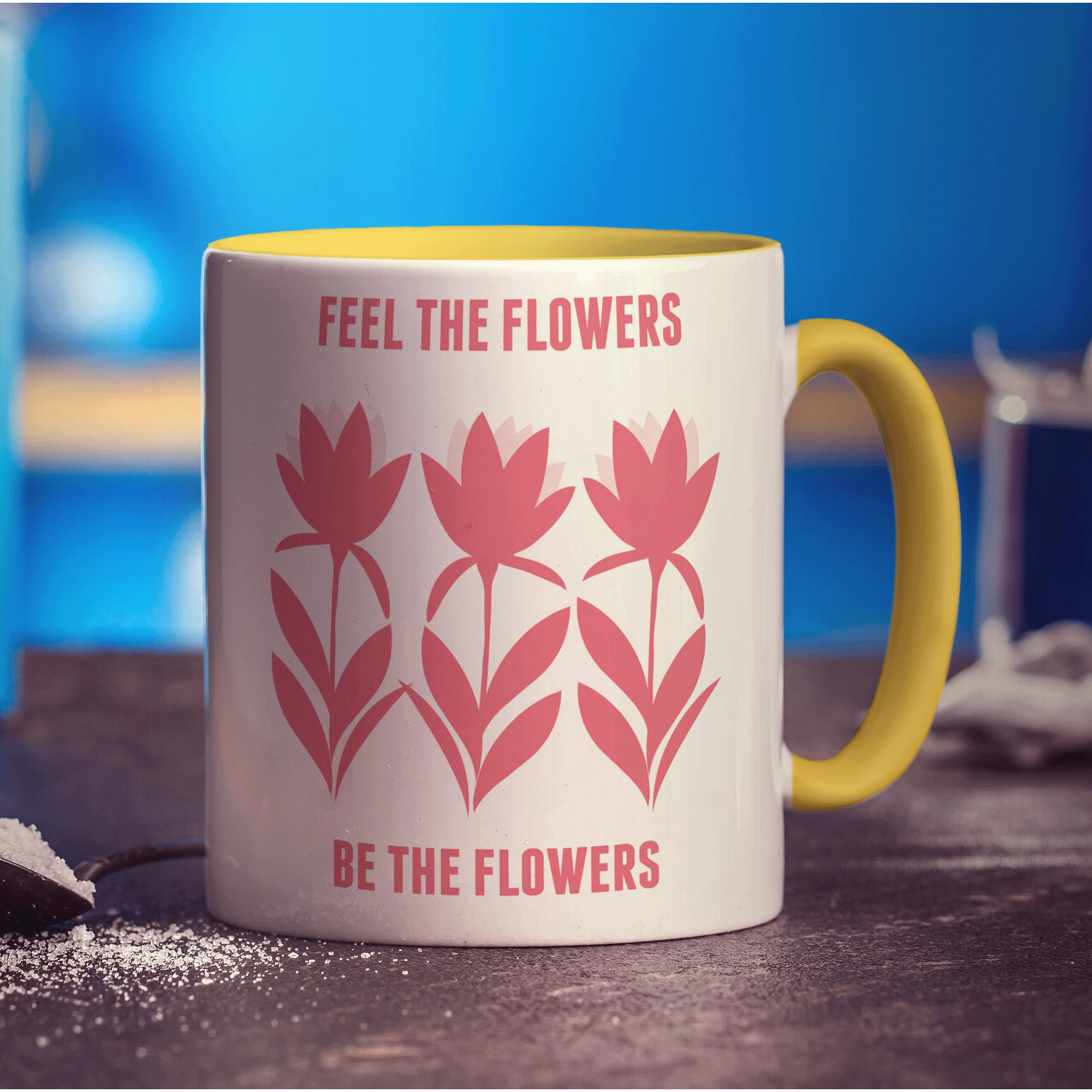 Feel The Flowers Be The Flowers Mug - Standard 330ml (11oz) / Yellow