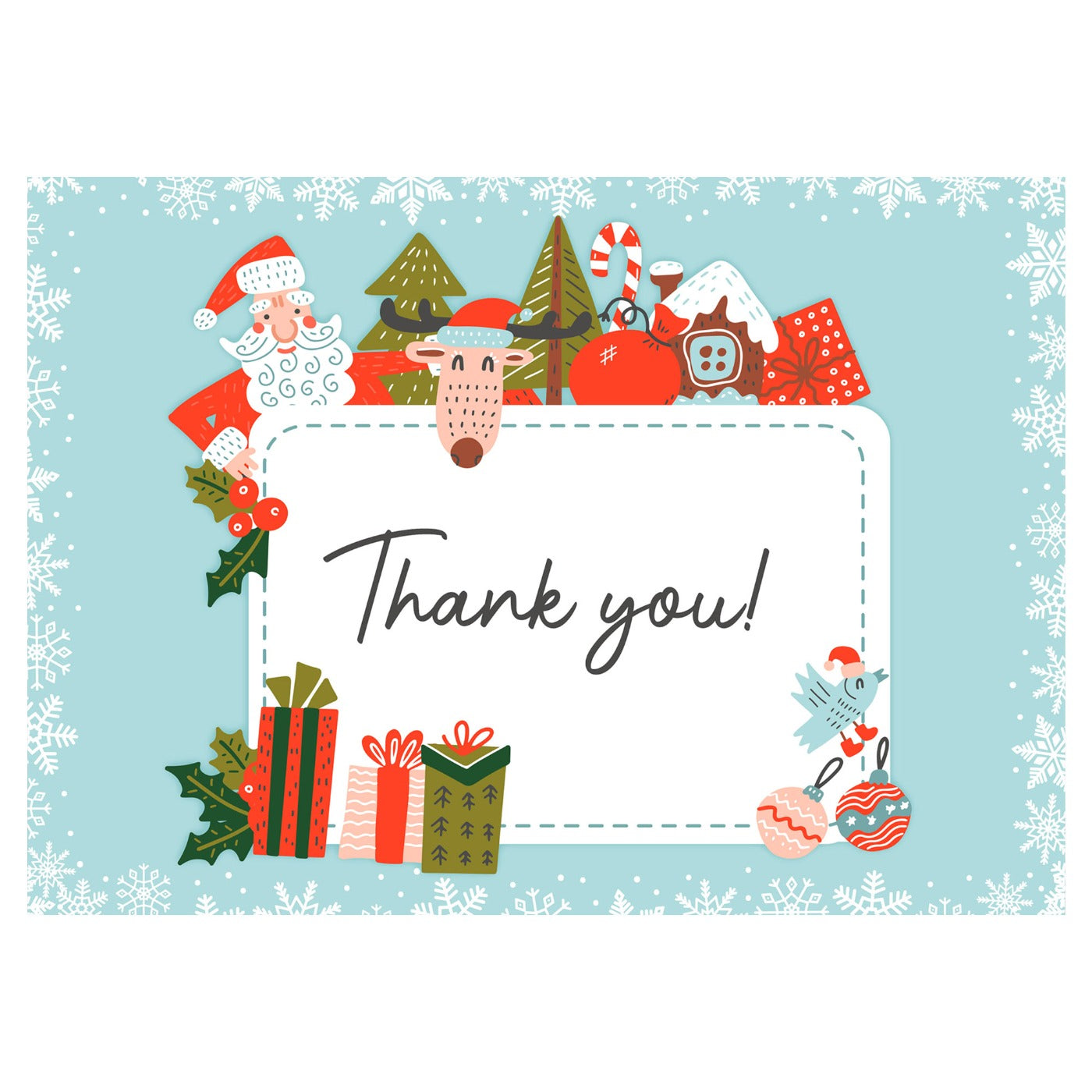 Festive Thank You Card - Pack of 10