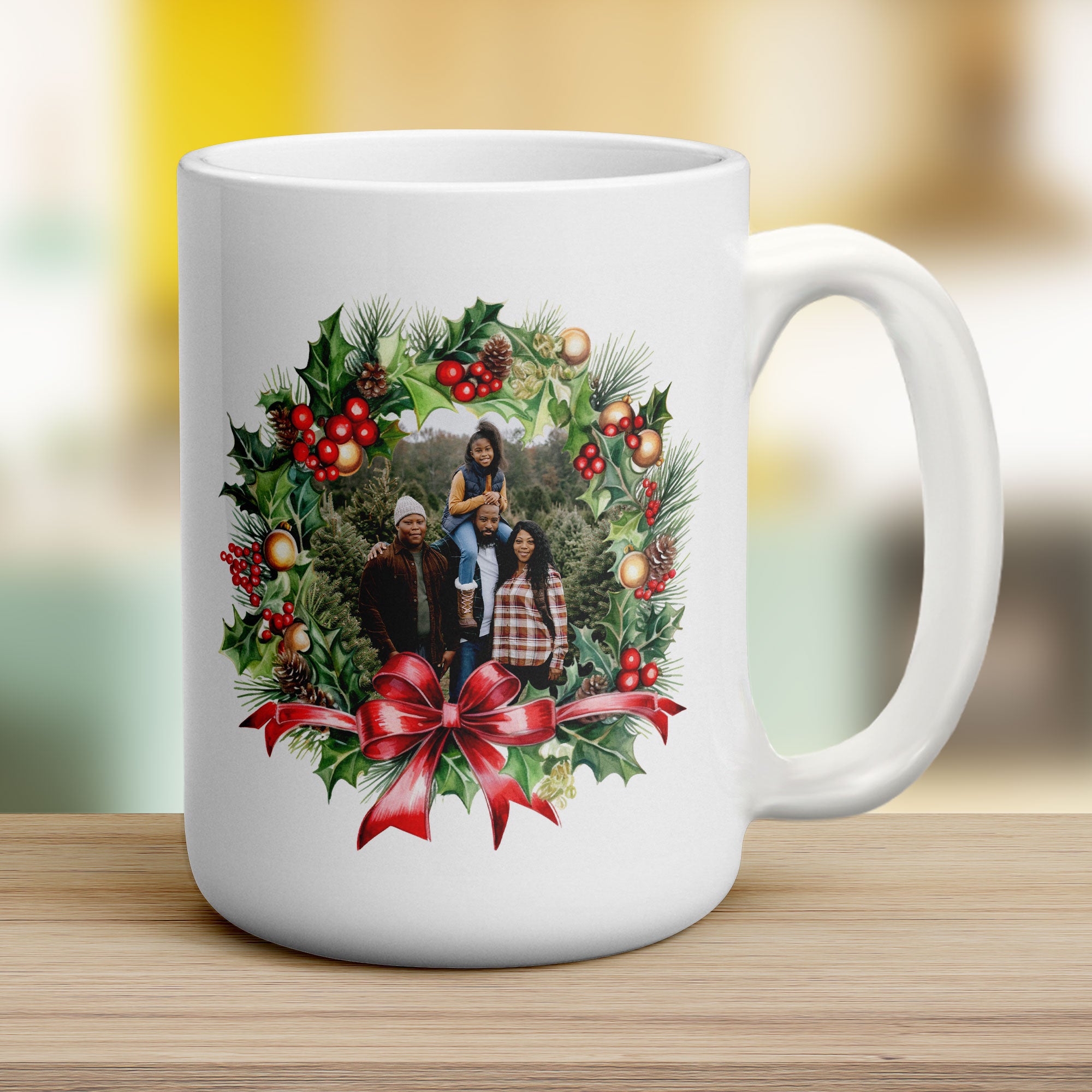Festive Wreath Double Sided Photo Mug