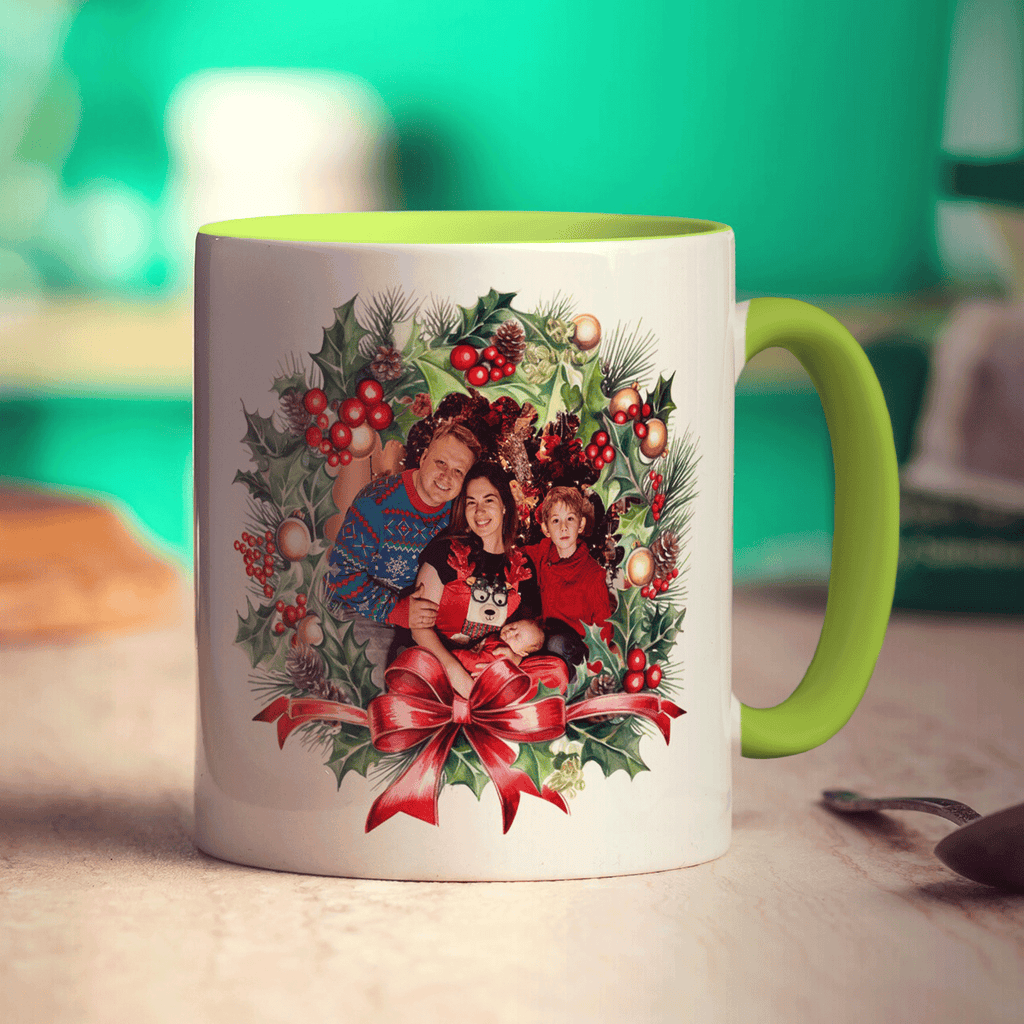 Festive Wreath Double Sided Photo Mug
