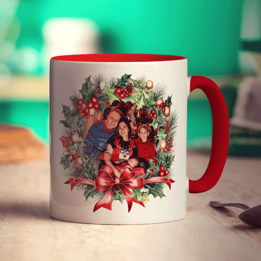 Festive Wreath Double Sided Photo Mug