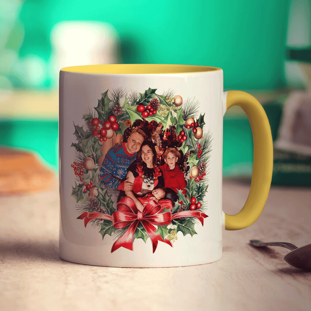Festive Wreath Double Sided Photo Mug