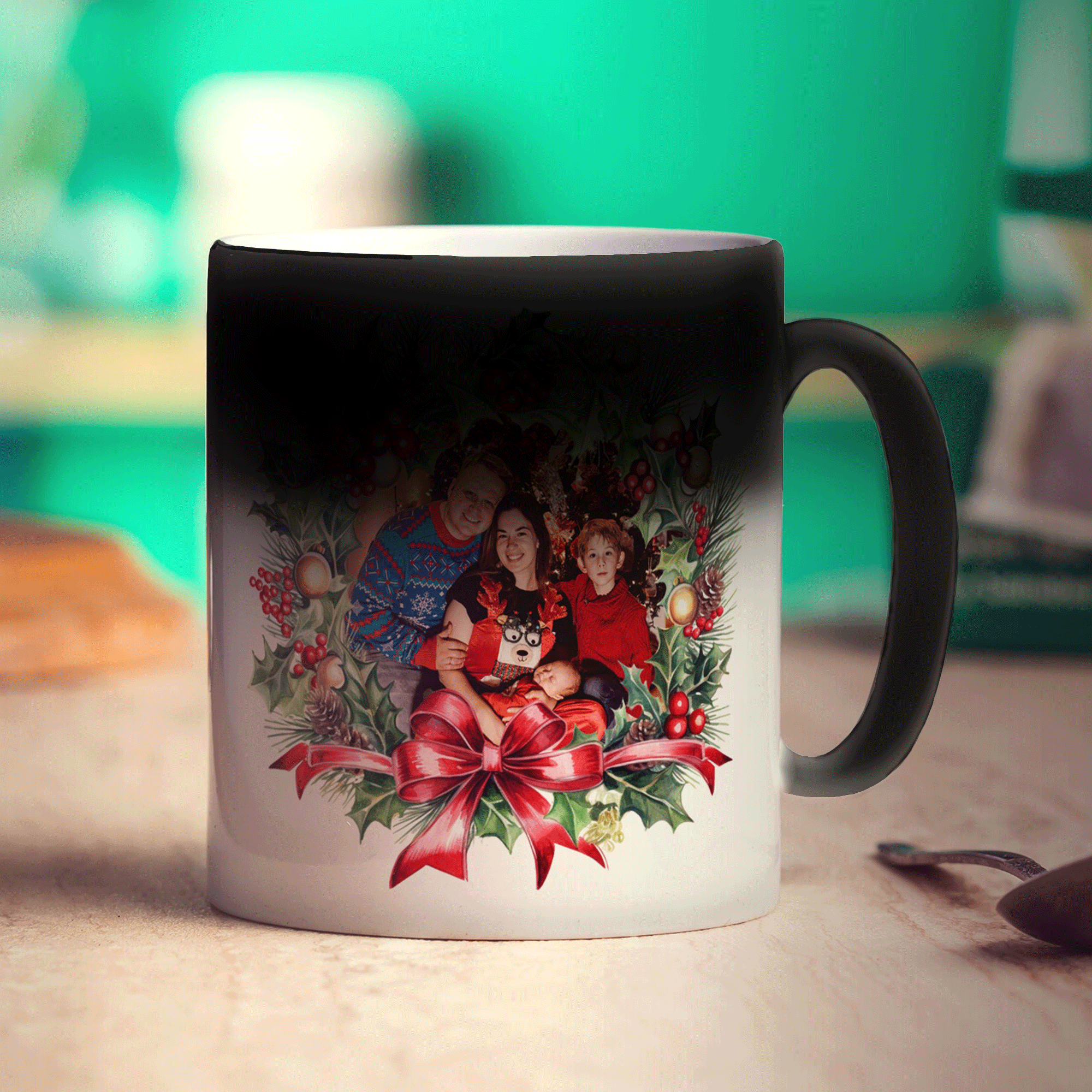 Festive Wreath Double Sided Photo Mug