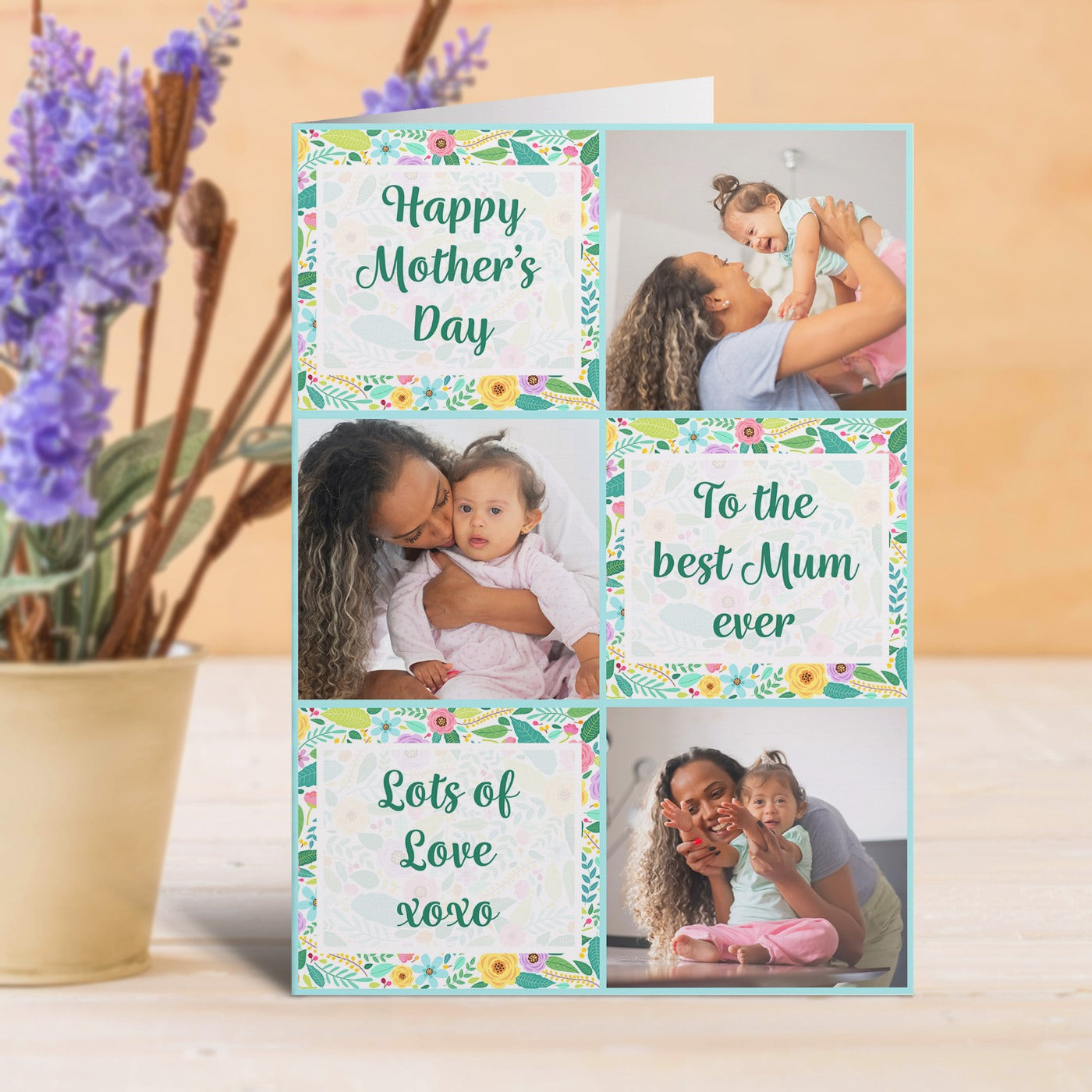 Floral Collage Photo Happy Mother's Day Card