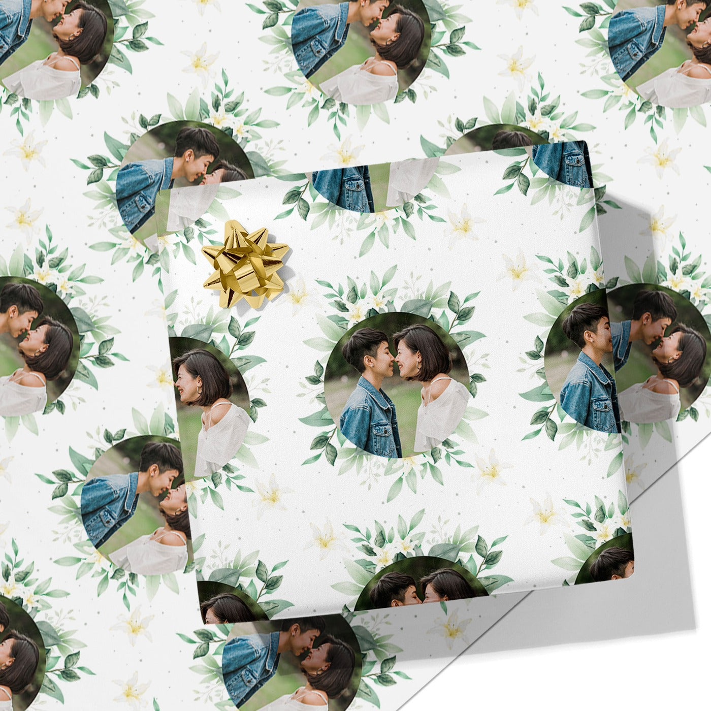 Flower Border Photo Wrapping Paper