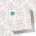 Flower Pattern Baby Girl Name Wrapping Paper