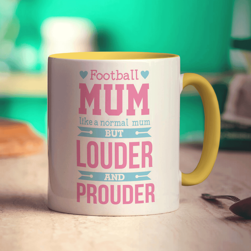Football Mum Like a Normal Mum But Louder and Prouder Mug - Standard 330ml (11oz) / Yellow