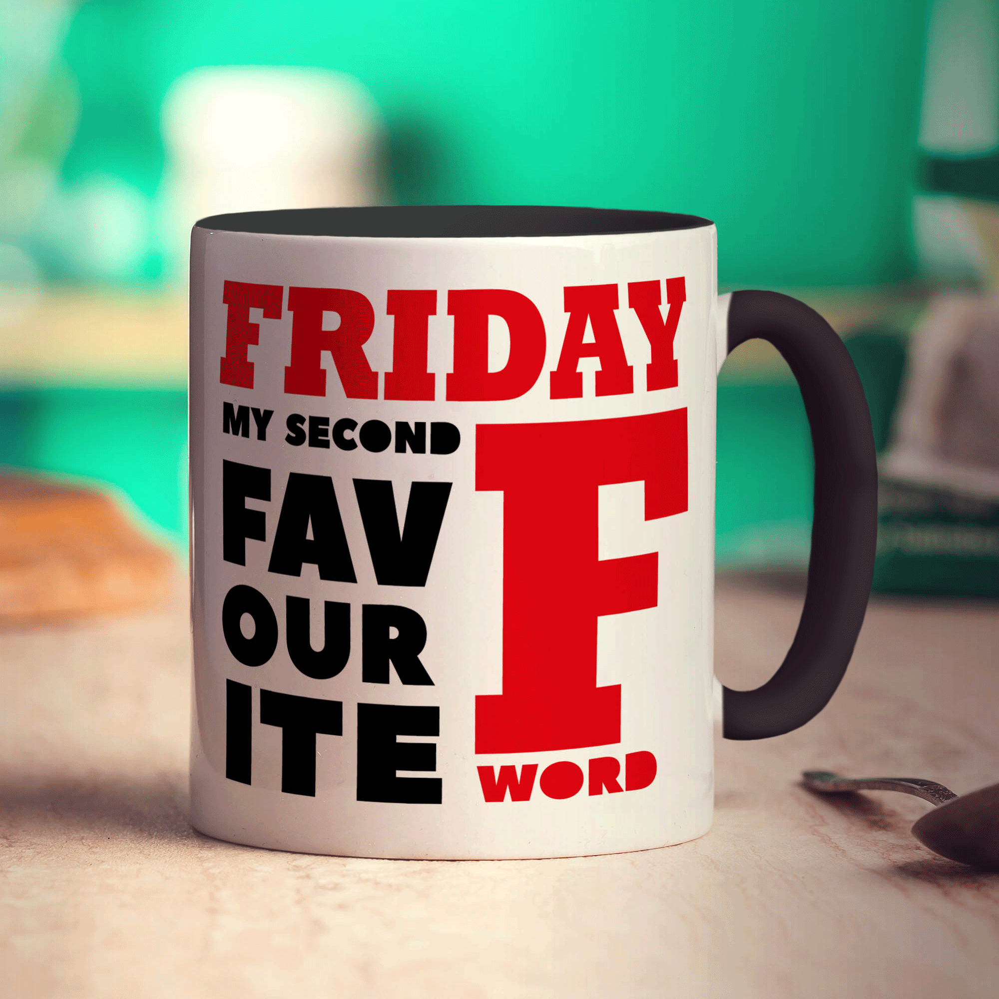 Friday, My Second Favourite F Word Mug - Standard 330ml (11oz) / Black