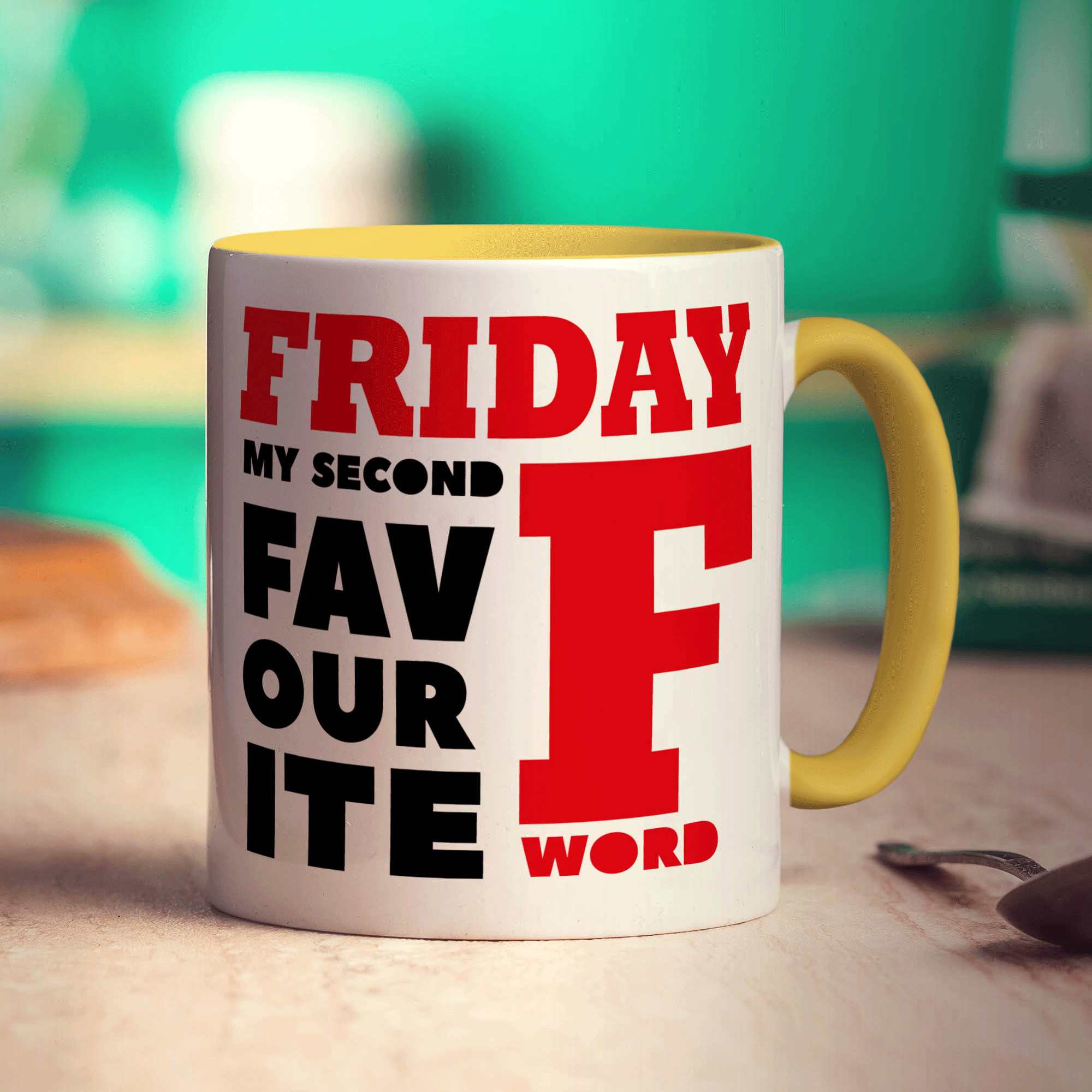 Friday, My Second Favourite F Word Mug - Standard 330ml (11oz) / Yellow