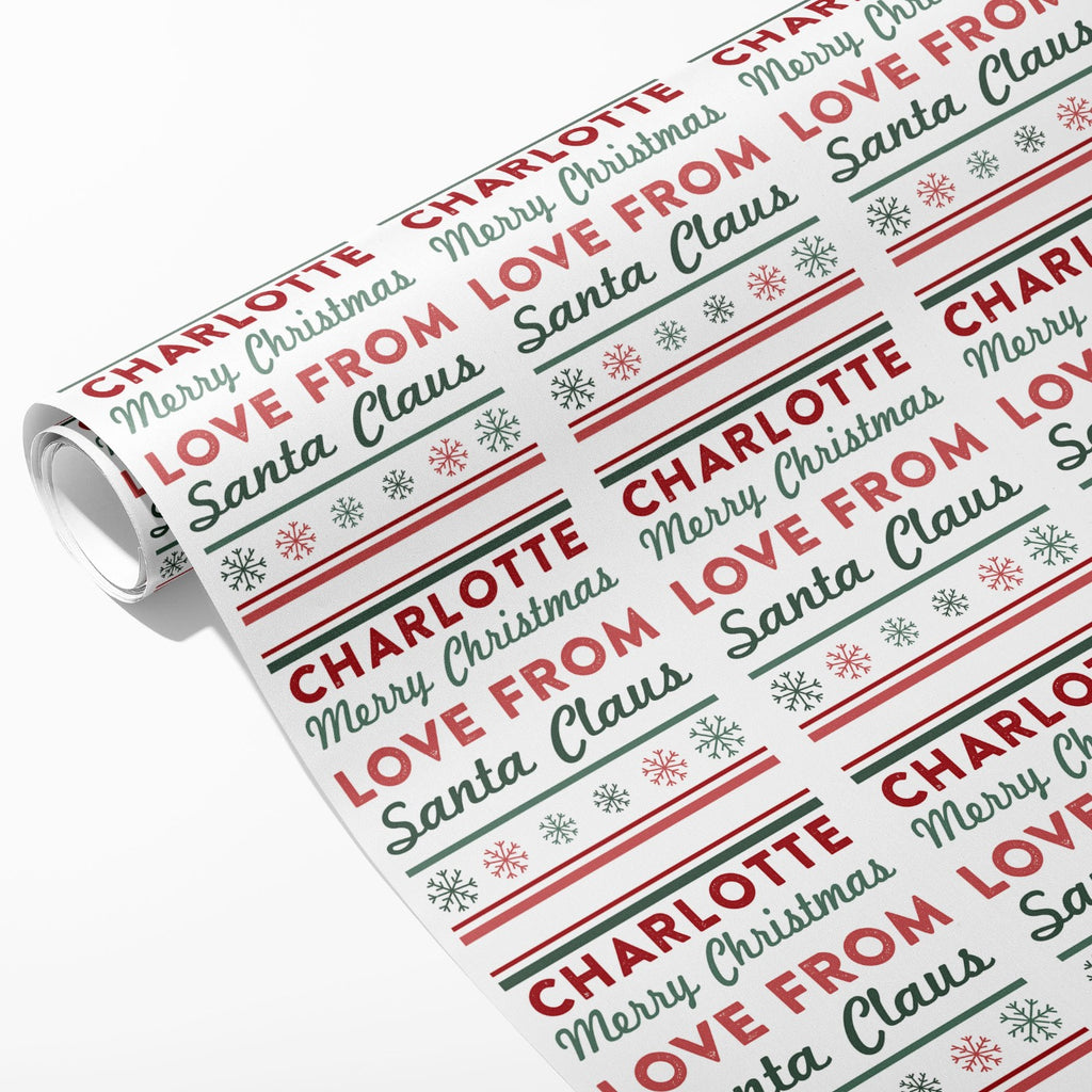 From Santa Pattern Name Wrapping Paper