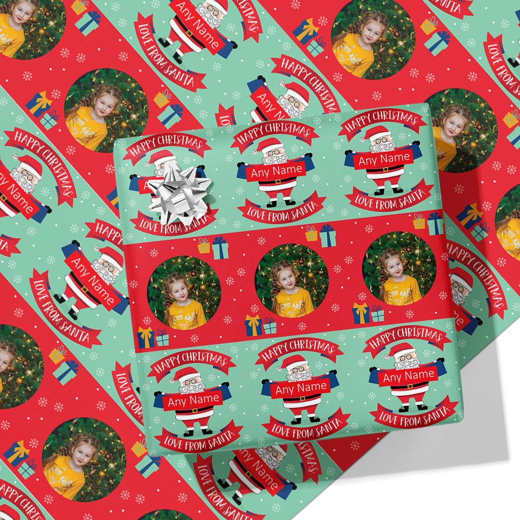 From Santa Name & Photo Wrapping Paper