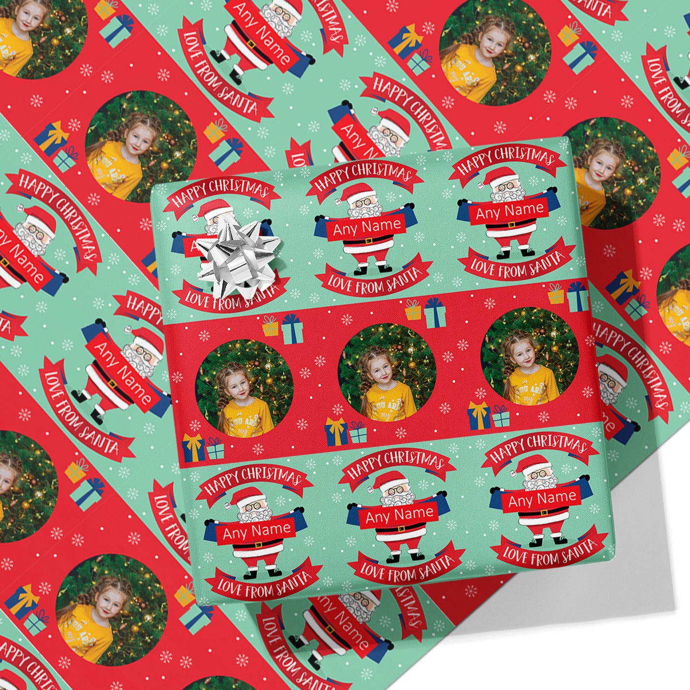 From Santa Name & Photo Wrapping Paper