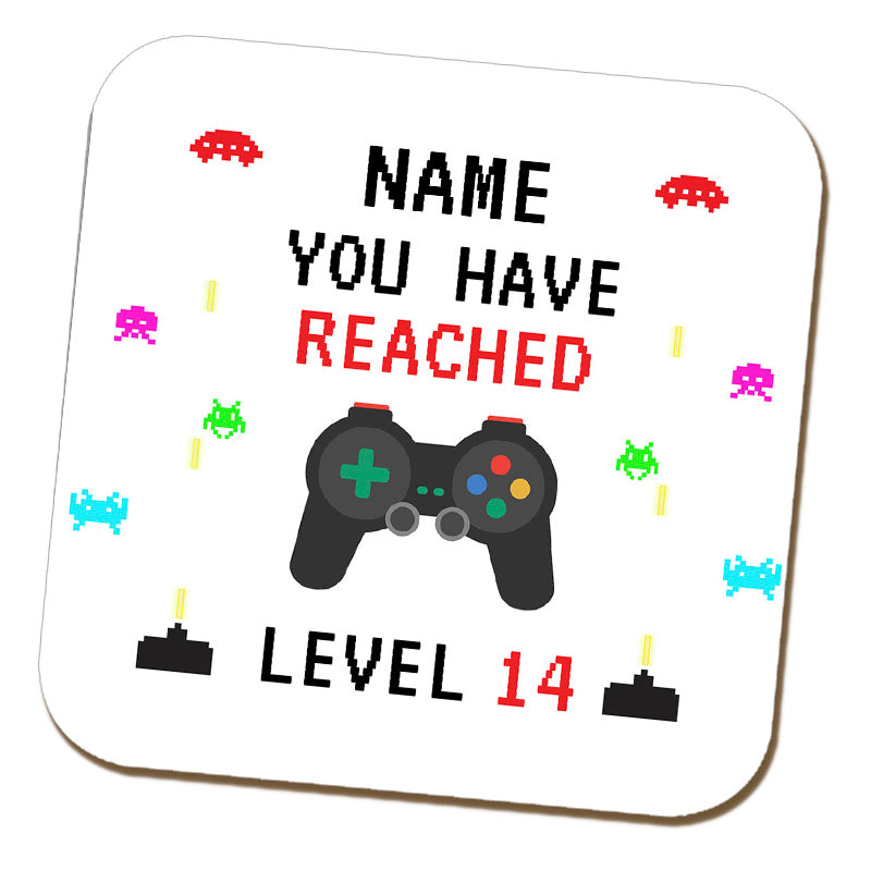 Gamer 14th Birthday Name Coaster