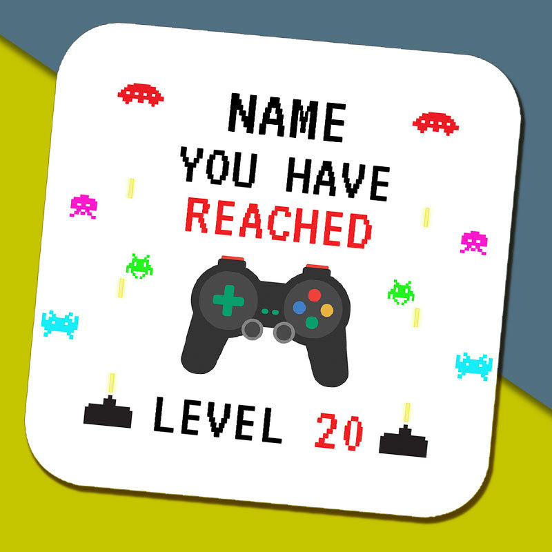 Gamer 20th Birthday Name Coaster