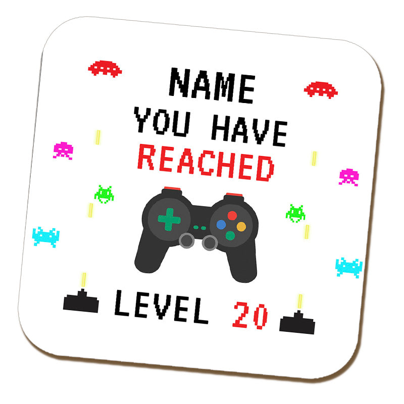 Gamer 20th Birthday Name Coaster