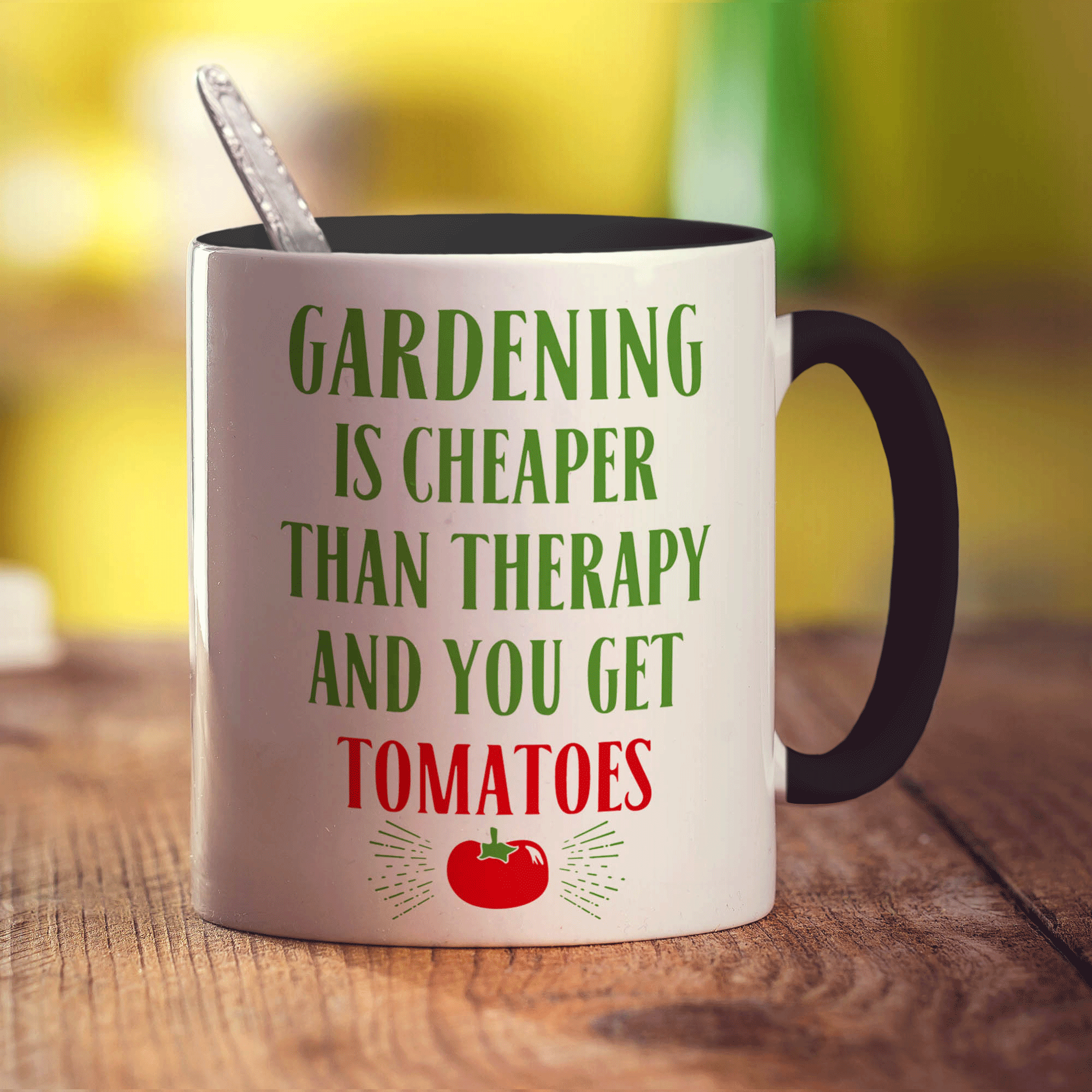 Gardening is Cheaper Than Therapy And You Get Tomatoes Mug - Standard 330ml (11oz) / Black