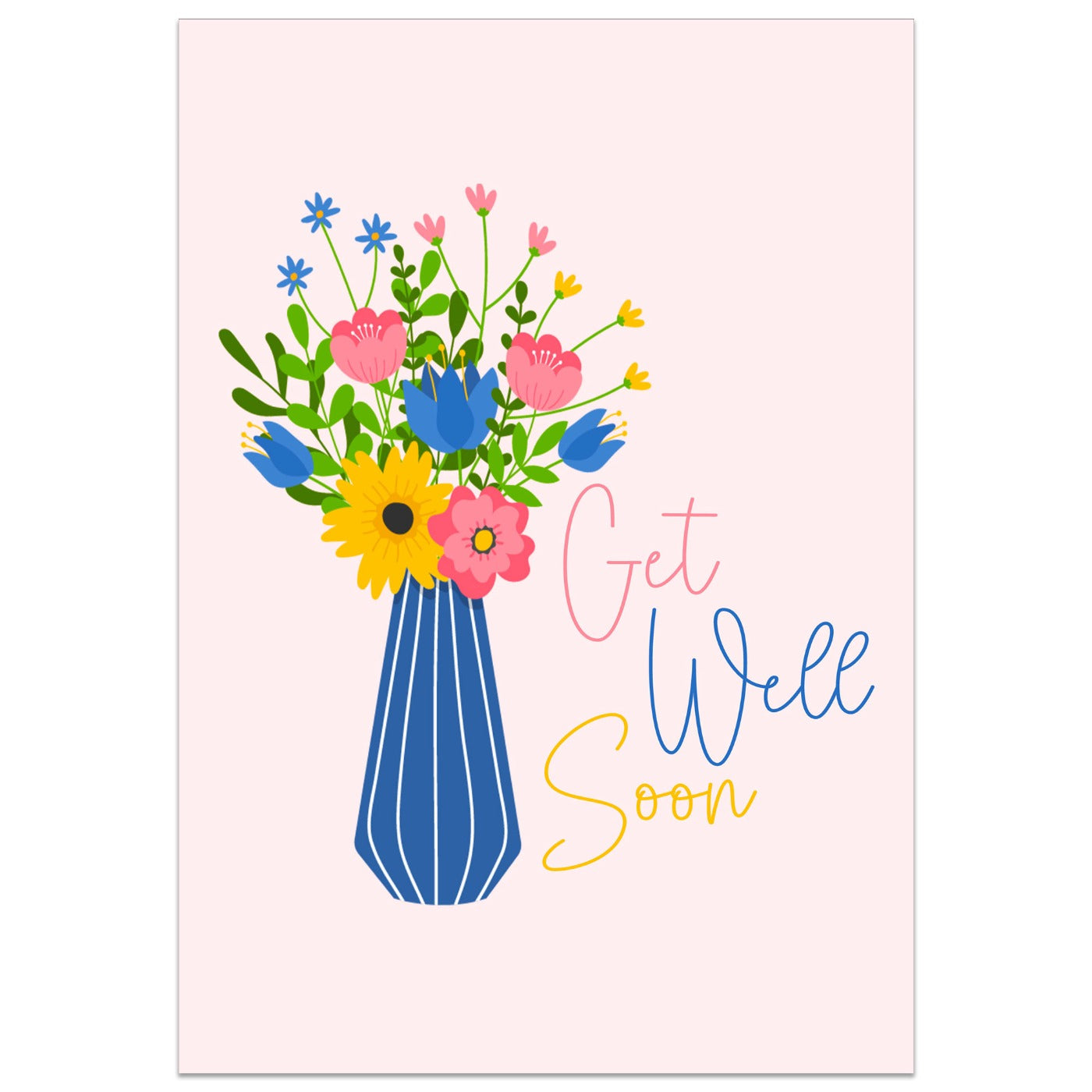 Get Well Soon Flower Vase Card