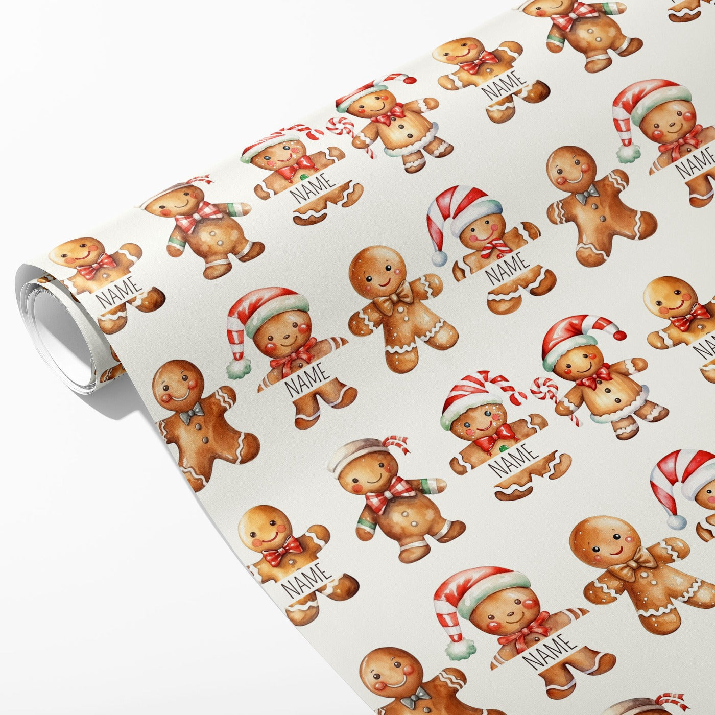 Christmas Gingerbread Name Wrapping Paper