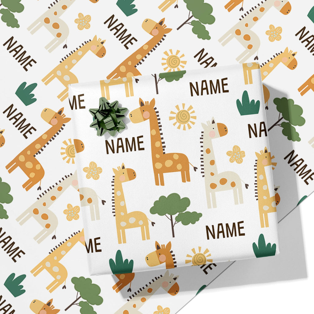 Giraffe Name Wrapping Paper