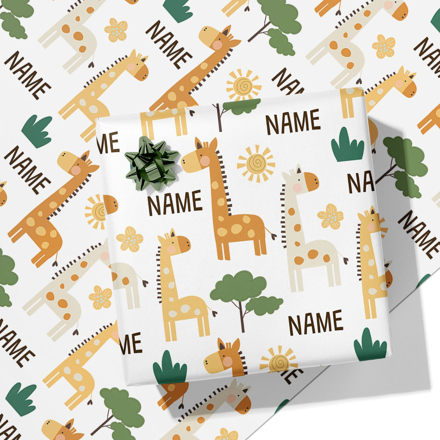 Giraffe Name Wrapping Paper