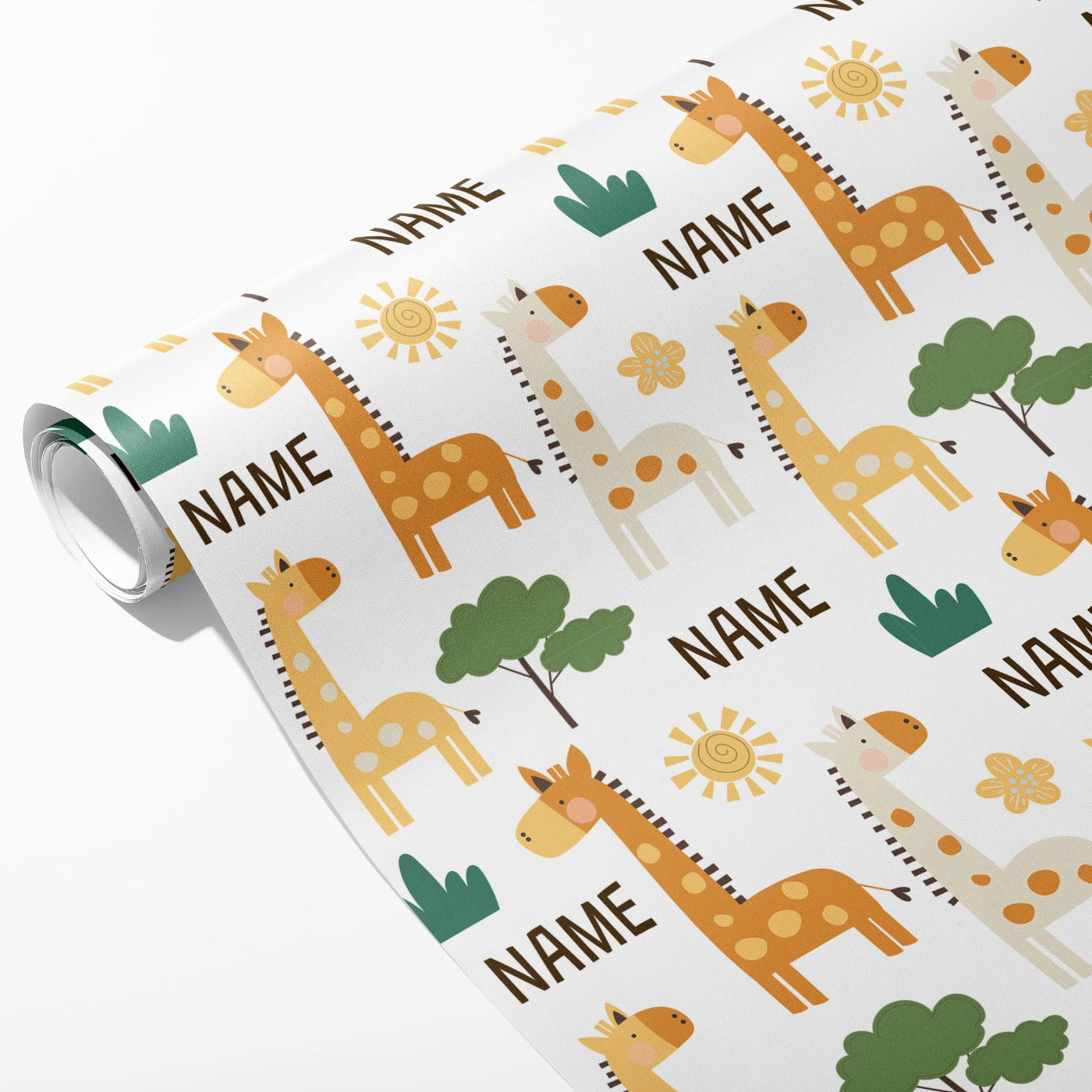 Giraffe Name Wrapping Paper