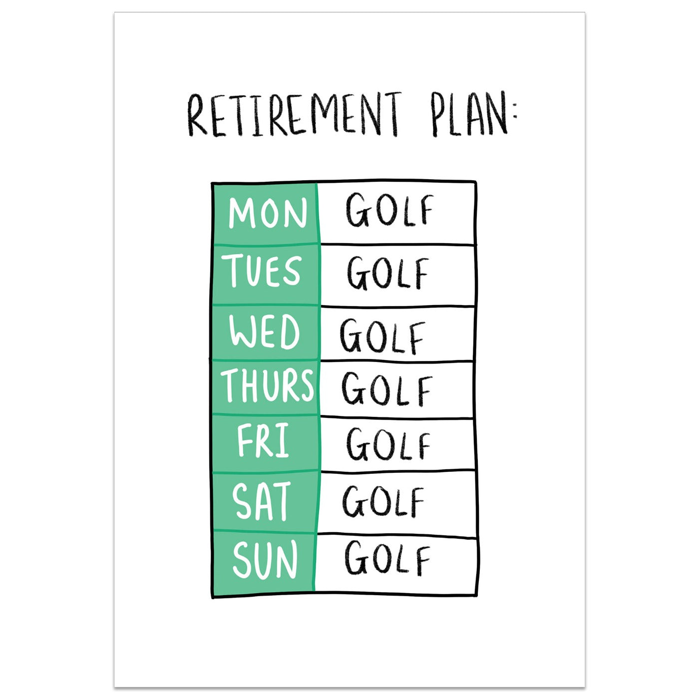 Golf Retirement Plan Card