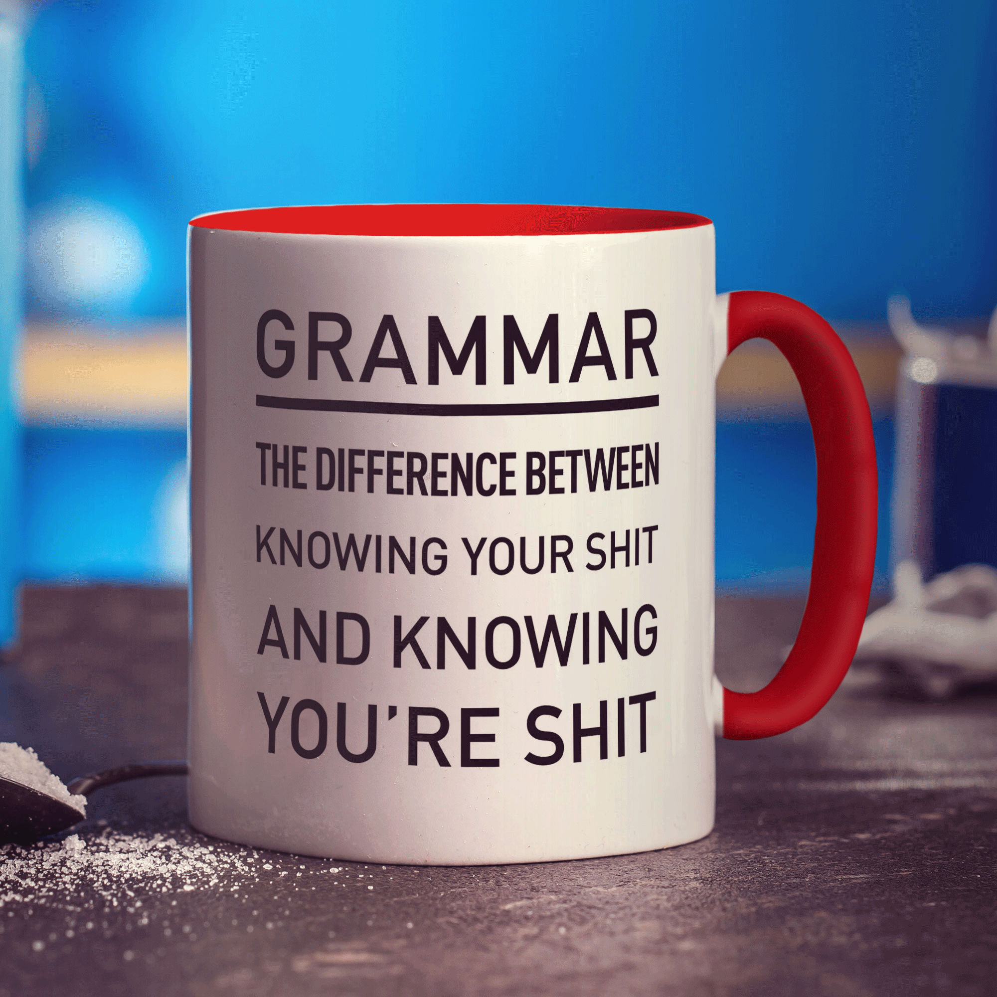 Grammar The Difference Between Knowing Your Shit and Knowing You're Shit Mug