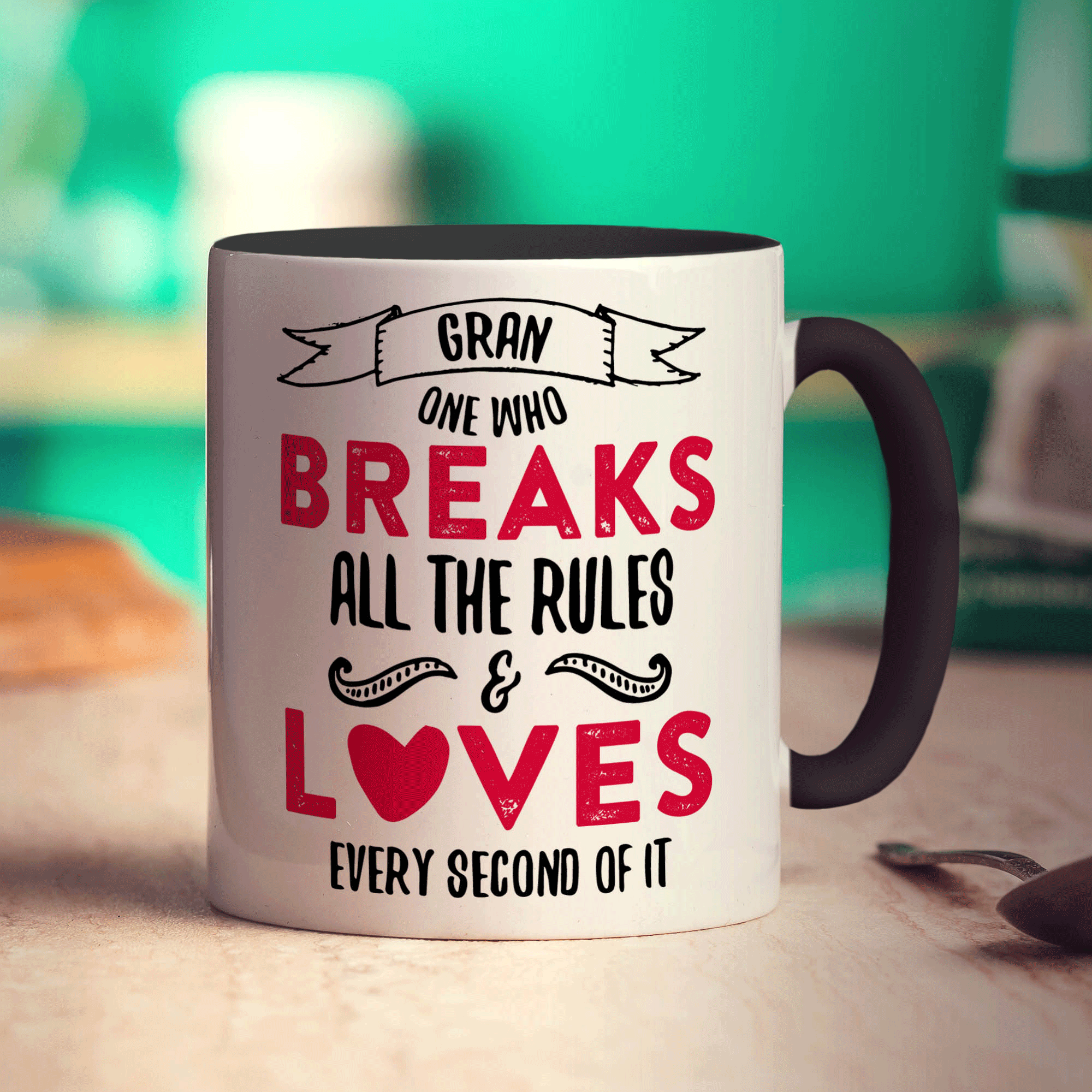 Gran One Who Breaks All The Rules & Loves Every Second Of It Mug - Standard 330ml (11oz) / Black