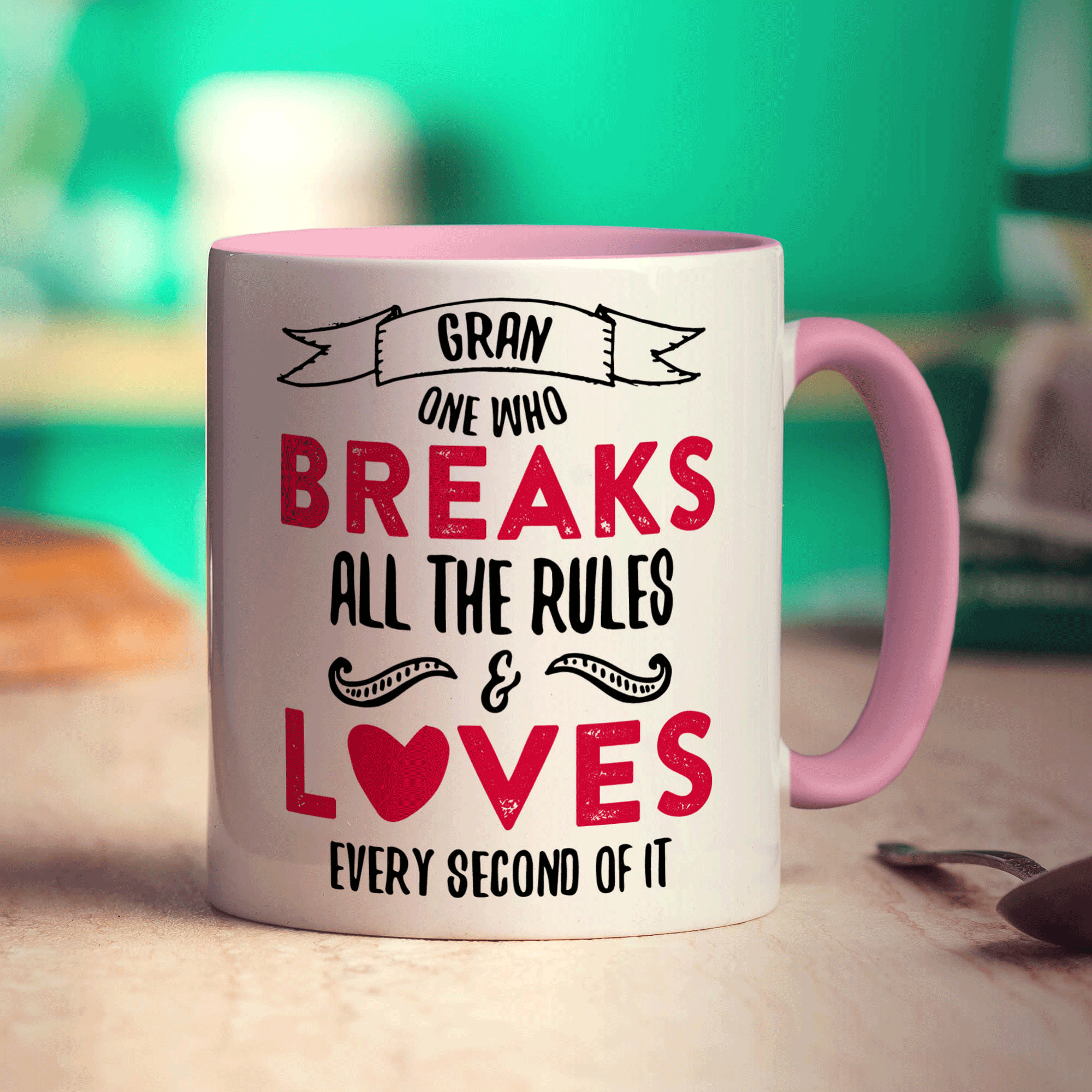 Gran One Who Breaks All The Rules & Loves Every Second Of It Mug - Standard 330ml (11oz) / Pink