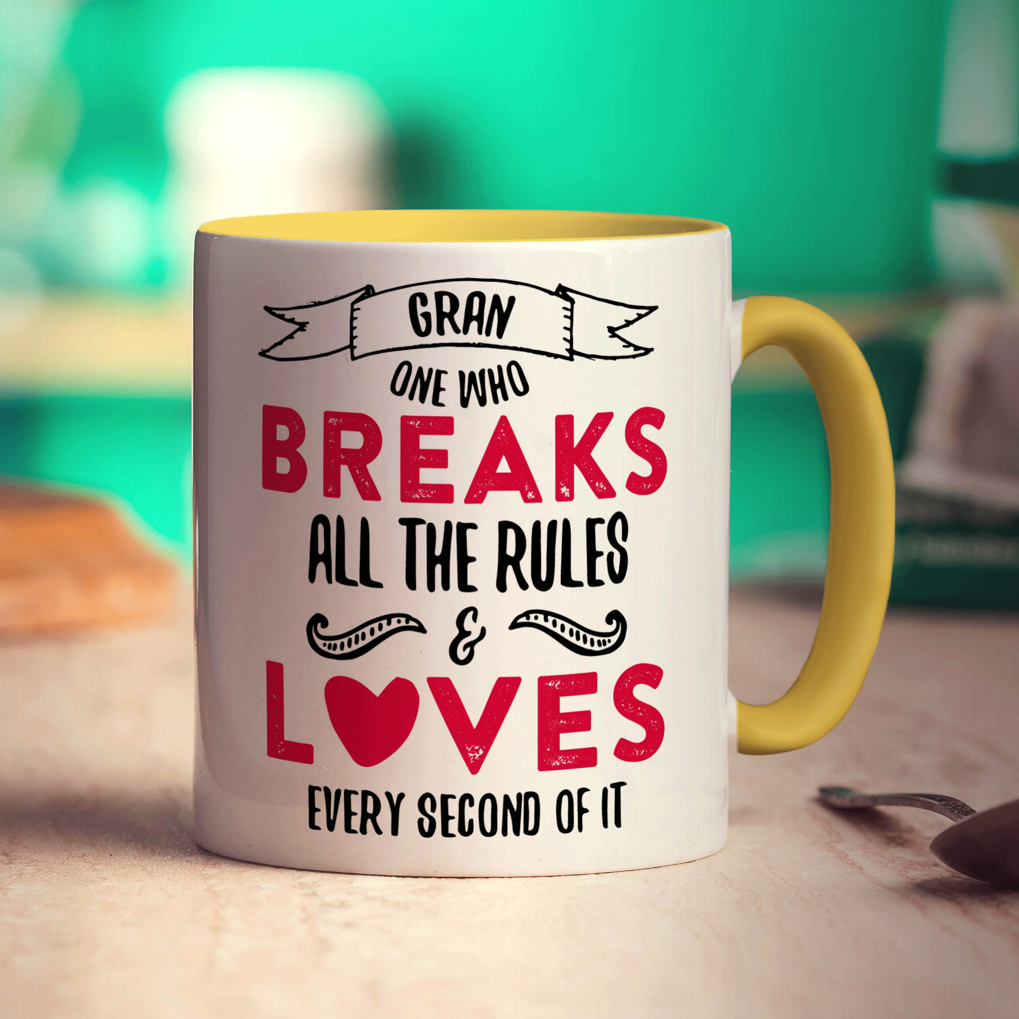 Gran One Who Breaks All The Rules & Loves Every Second Of It Mug - Standard 330ml (11oz) / Yellow