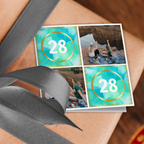 Green and Blue Watercolour Birthday Photo Wrapping Paper - Add Any Age